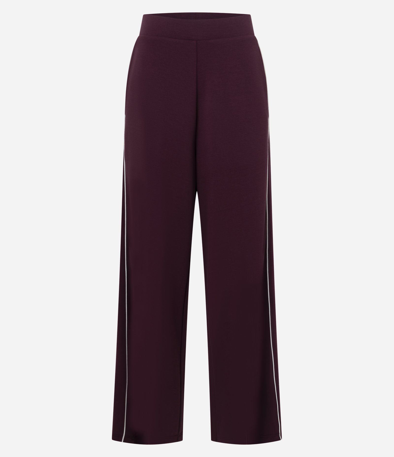 Calça Wide Leg em Moletom sem Felpa com Piping Contrastante Vinho 5
