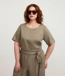 Blusa em Sarja com Manga Curta Curve & Plus Size