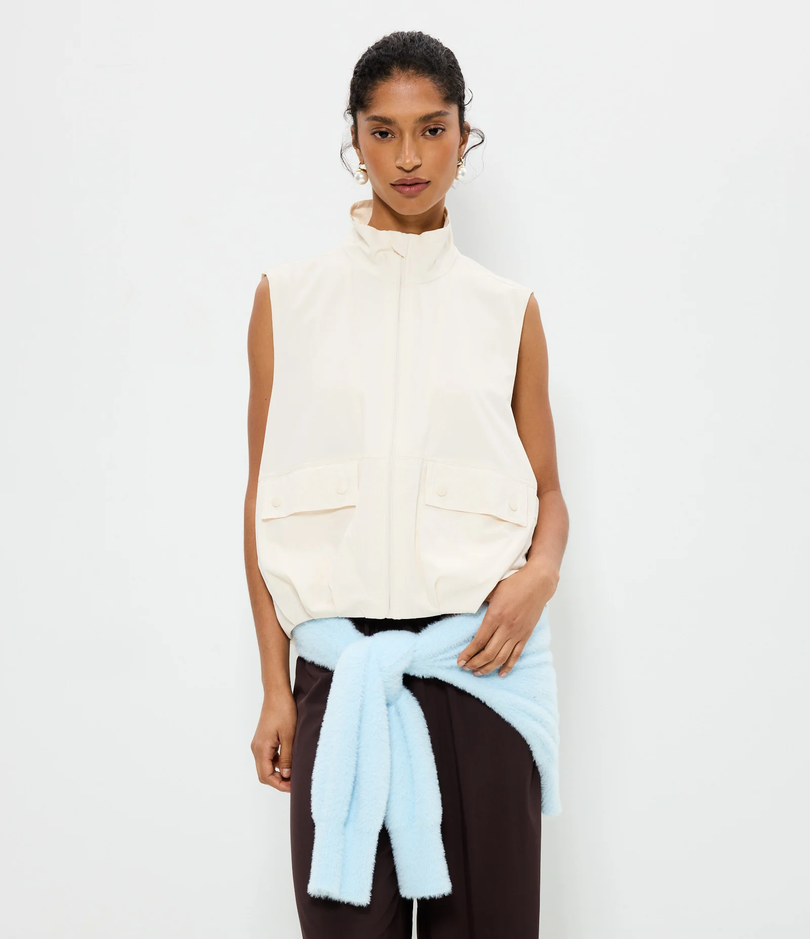 Colete Tecnológico Dry Oversized em Tecido Plano Off White 2