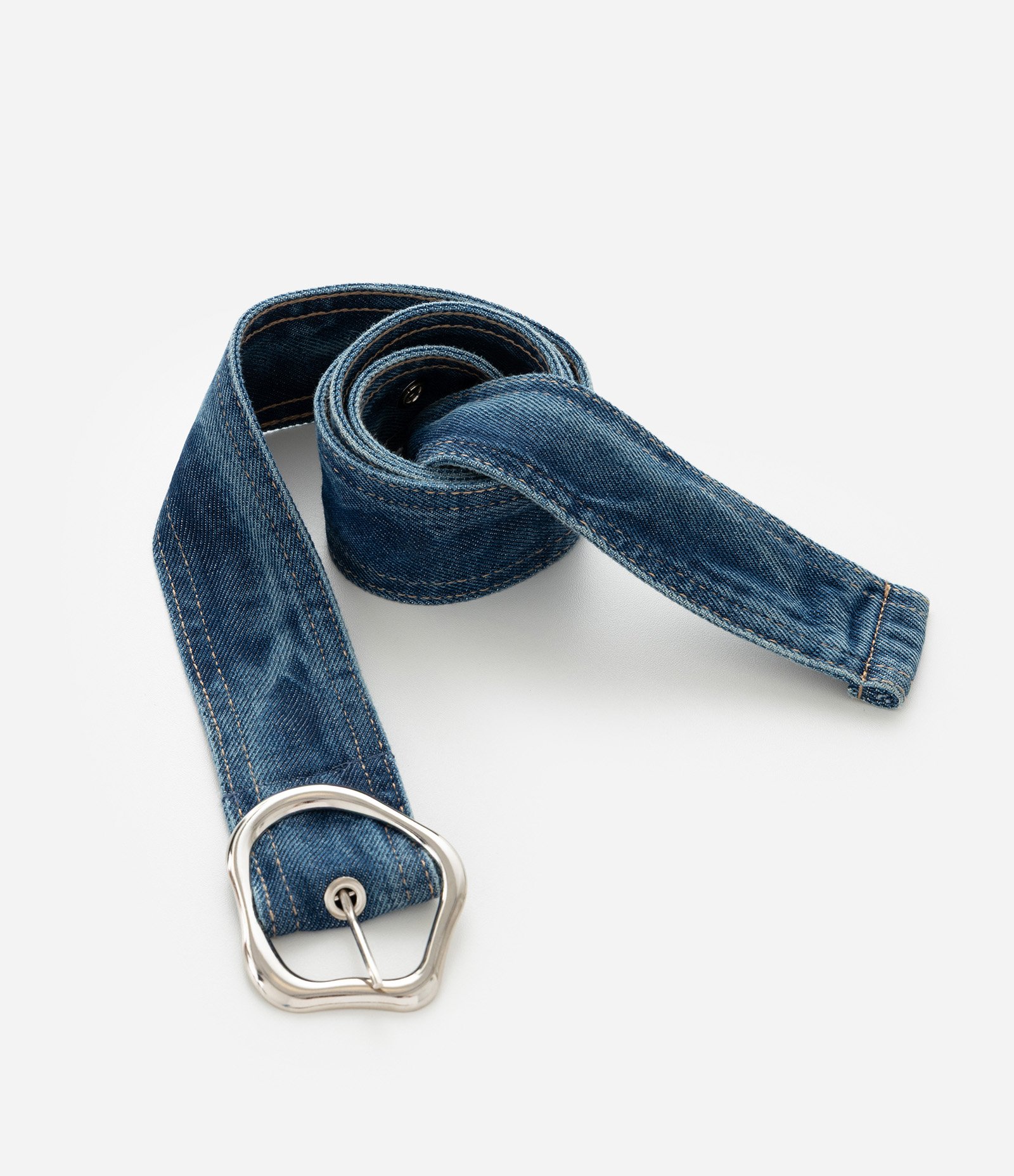 Saia Midi em Jeans com Fenda e Cinto com Fivela Curve & Plus Size Azul 4