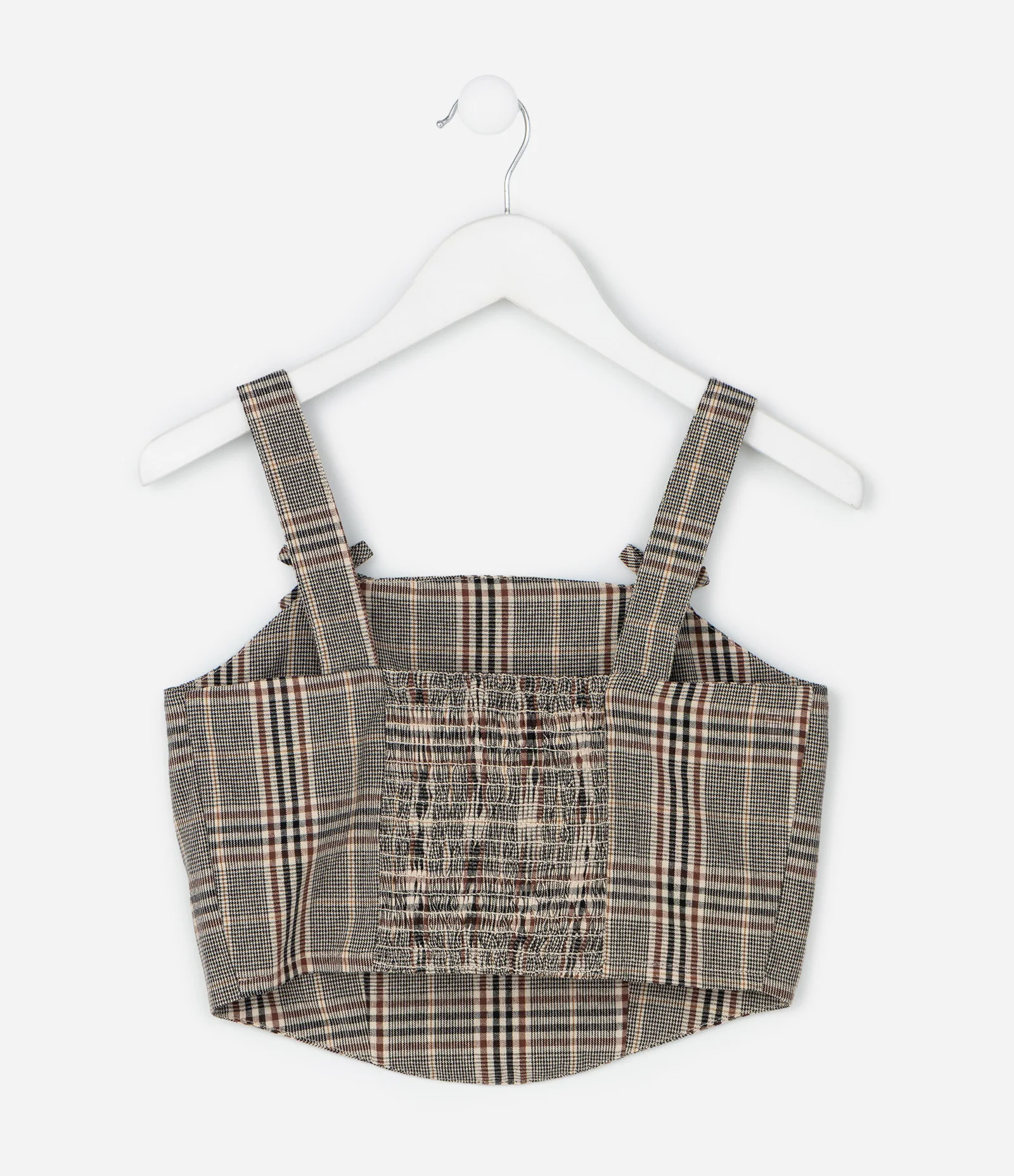 Blusa Infantil sem Manga de Alfaiataria Xadrez com Lacinhos nas Alças – Tam 5 a 14 Anos Marrom/Preto 2