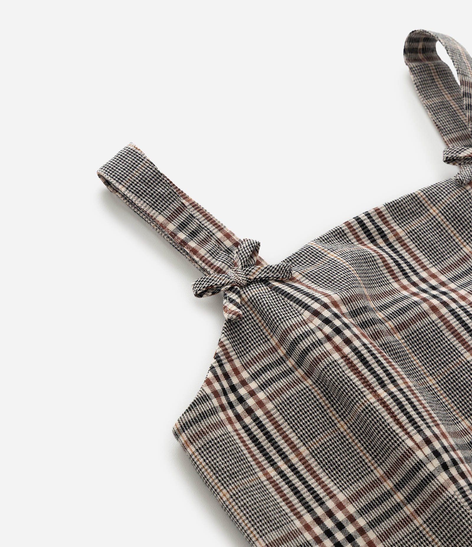 Blusa Infantil sem Manga de Alfaiataria Xadrez com Lacinhos nas Alças – Tam 5 a 14 Anos Marrom/Preto 5