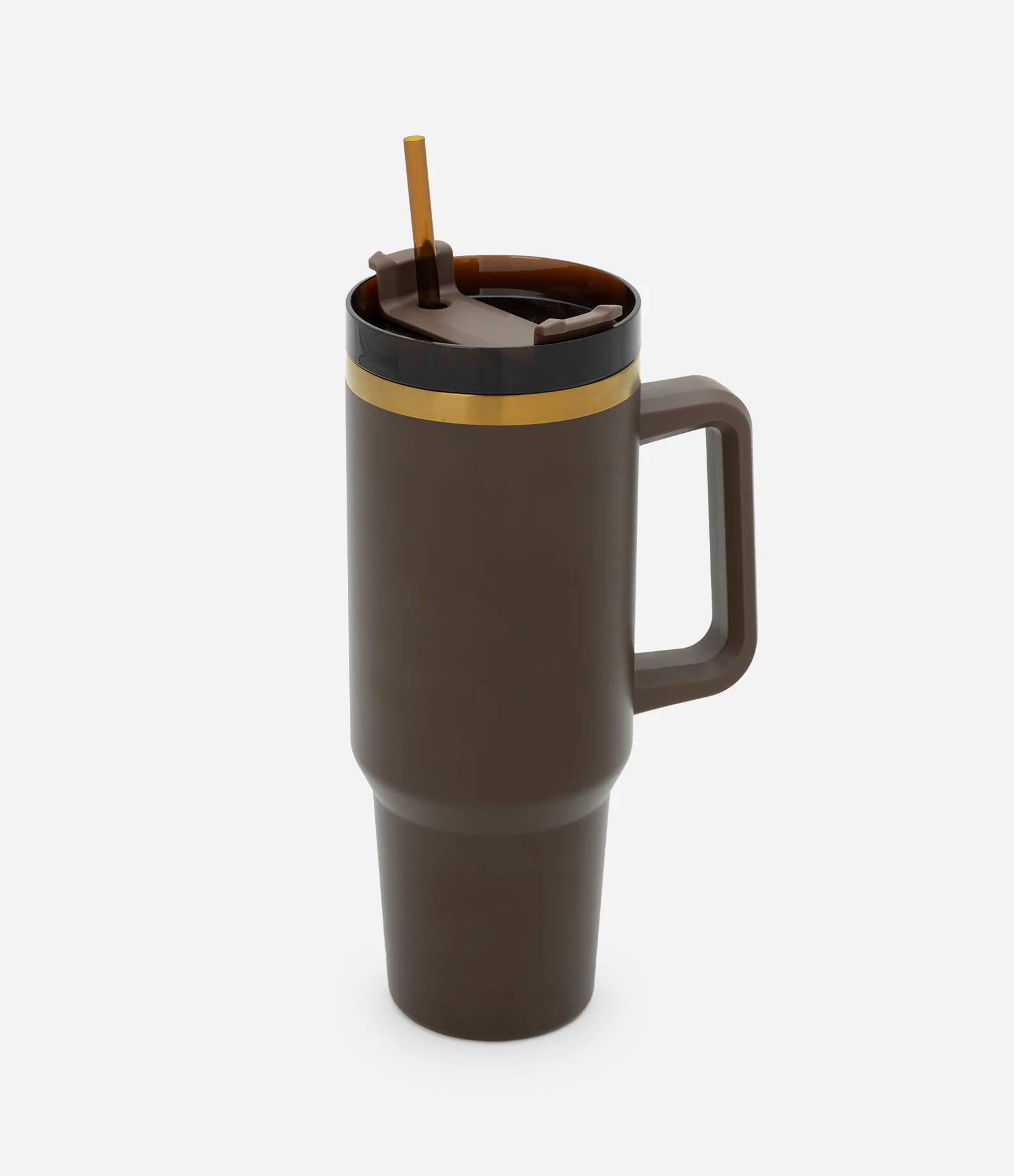 Copo Térmico com Canudo E Tampa com Vedação 1,2L Marrom 1