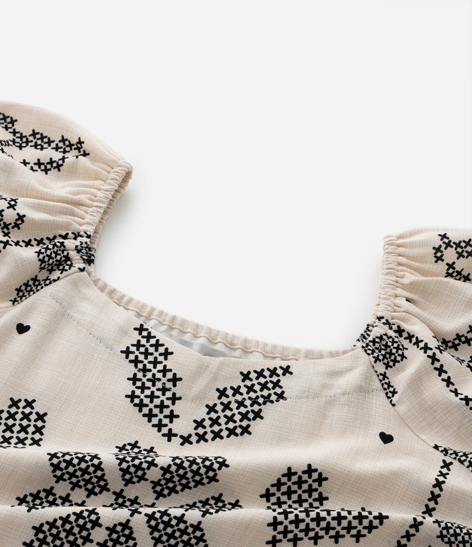 Vestido Infantil em Viscolinho com Estampa Ponto Cruz – Tam 5 a 14 Anos Off White 5