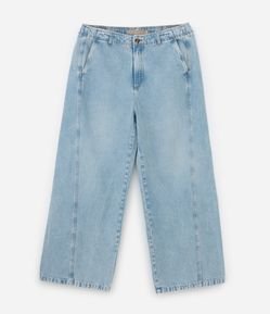 Calça Jeans Wide Leg com Recorte Lateral