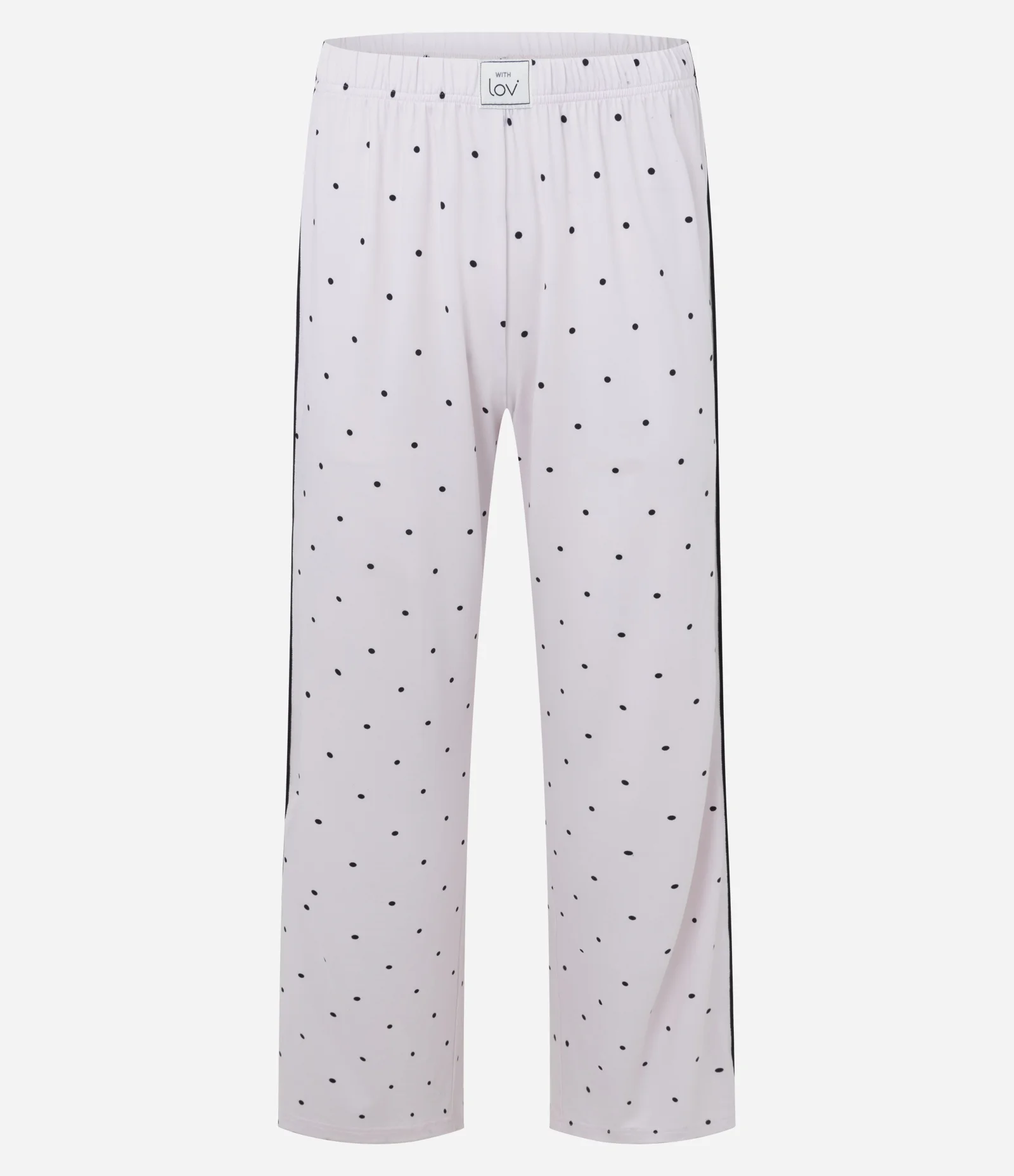 Pijama Longo Americano em Peach Touch com Estampa Poá Lilás/Preto 3