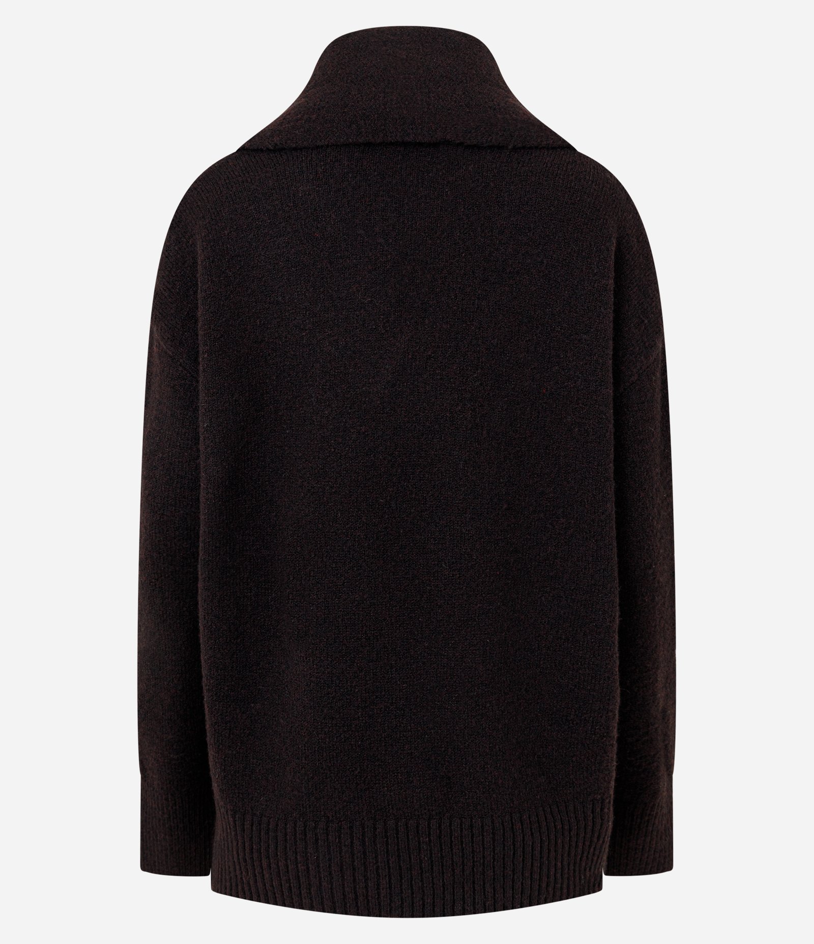 Suéter Over em Tricô com Echarpe Sobreposto Marrom 3