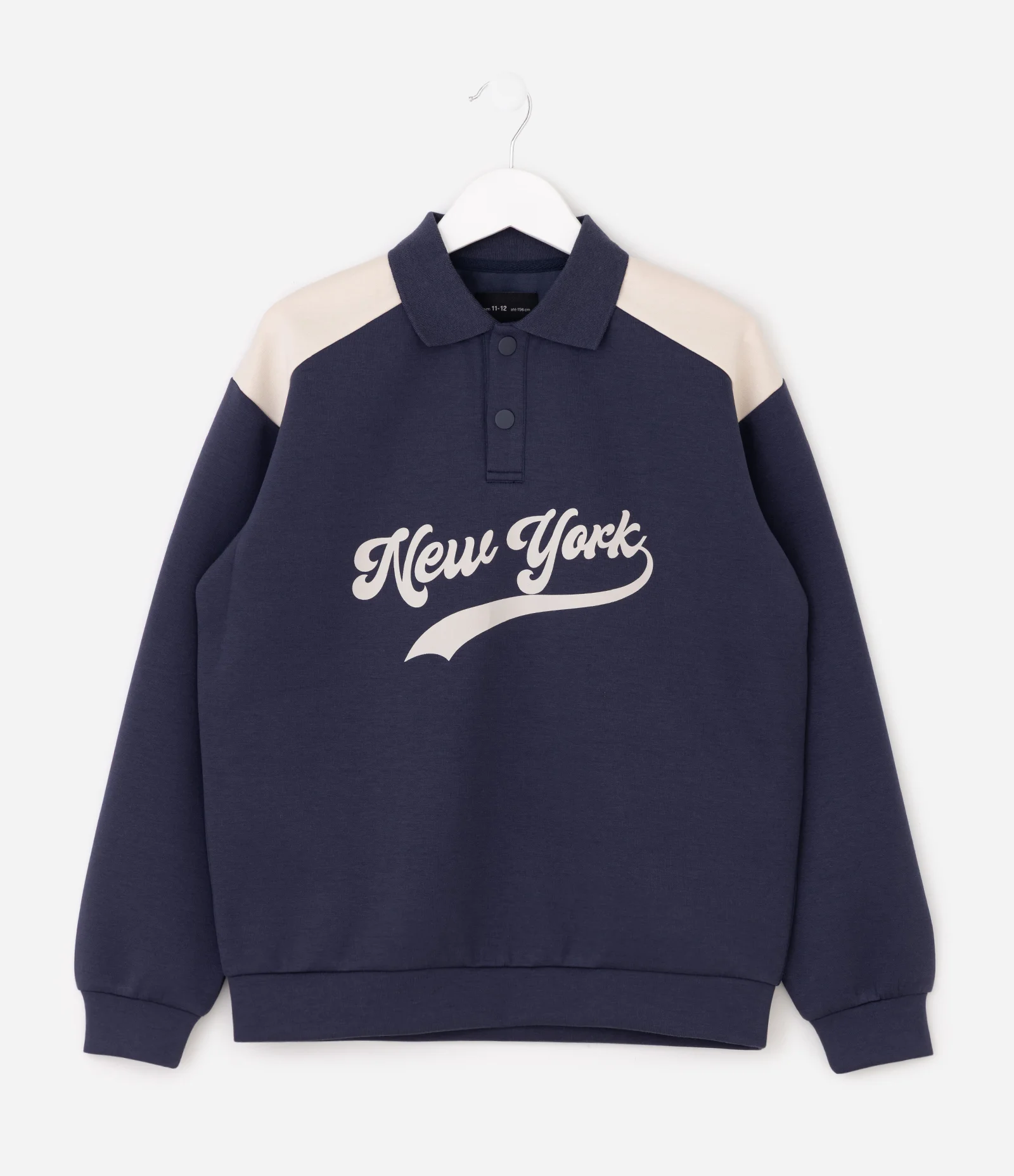 Casaco Infantil com Gola Polo e Estampa Baseball – Tam 5 a 14 Anos Azul Marinho 3