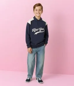 Casaco Infantil com Gola Polo e Estampa Baseball – Tam 5 a 14 Anos