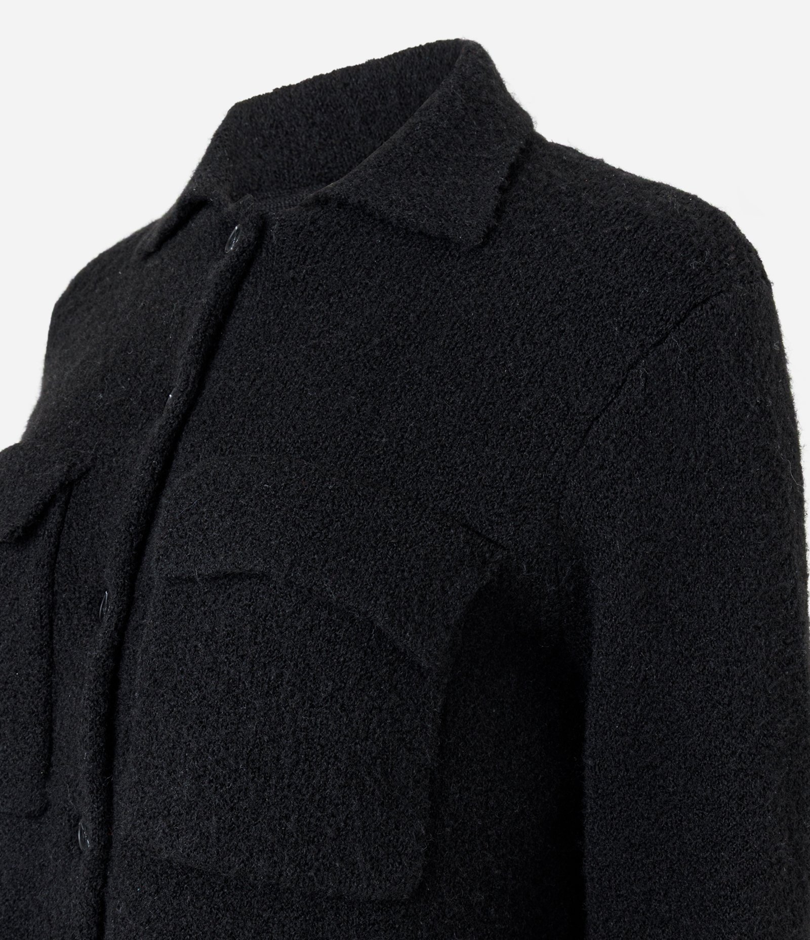 Jaqueta Regular em Tricô com Bolsos Aplicados Preto 1