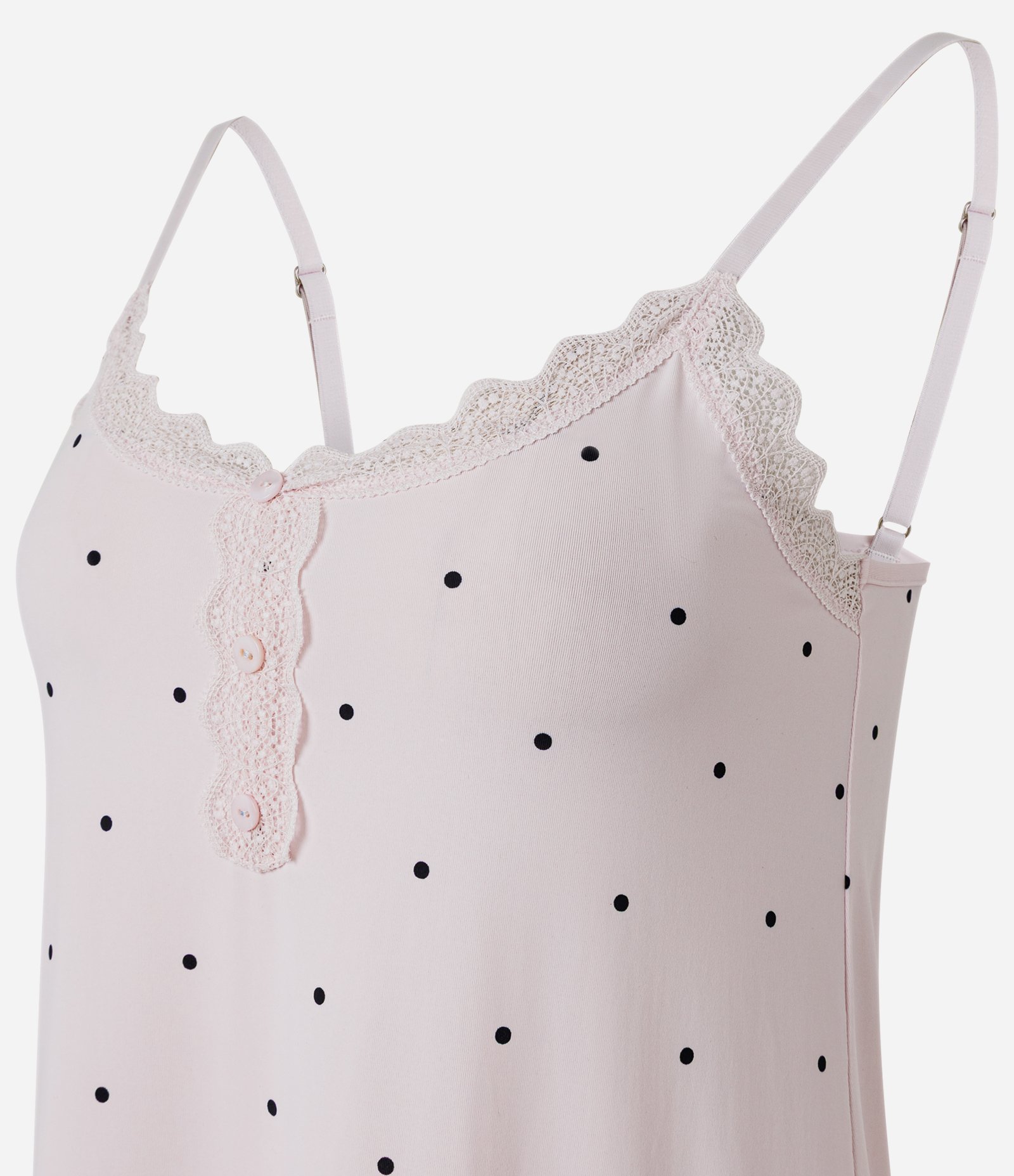 Camisola de Alcinha com Estampa Poá e Rendinha Lilás 5
