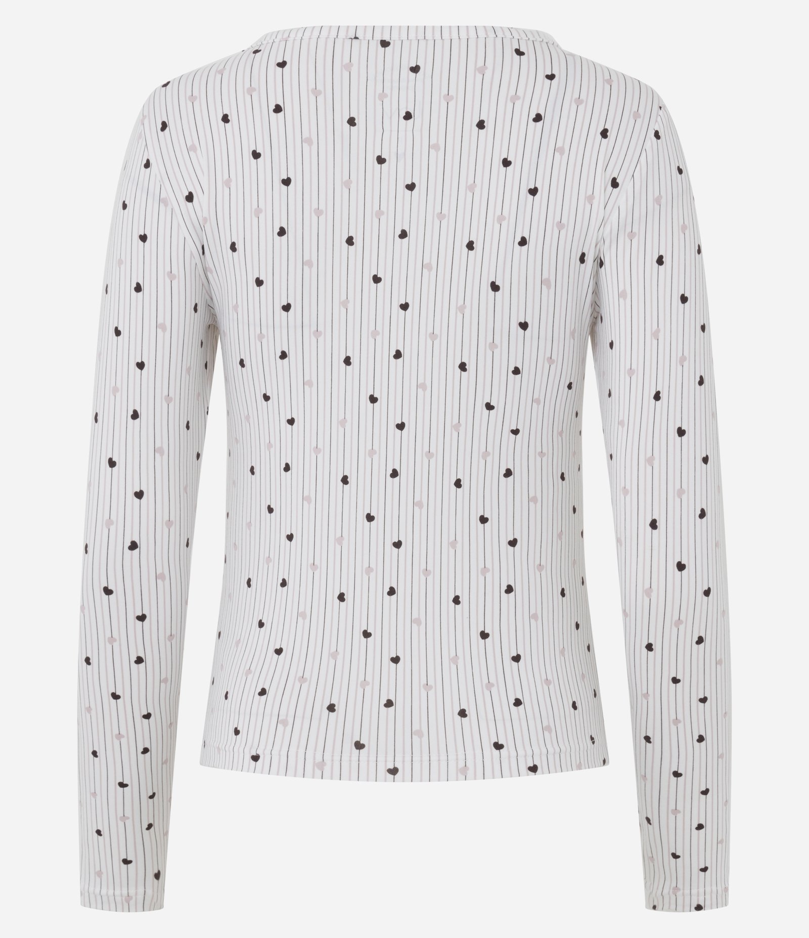 Blusa de Pijama em Peach Touch com Estampa de Coração Branco 3