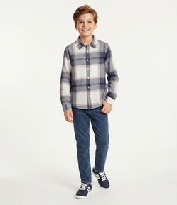 Camisa Infantil em Flanela com Estampa Xadrez e Bolso – Tam 5 a 14 Anos