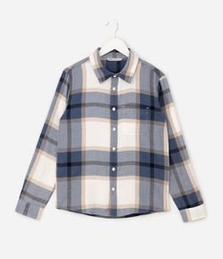 Camisa Infantil em Flanela com Estampa Xadrez e Bolso – Tam 5 a 14 Anos