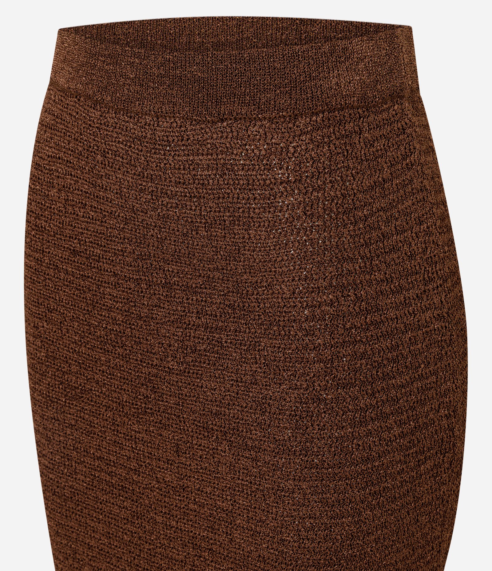 Saia Midi em Tricô com Fenda Traseira Marrom 7
