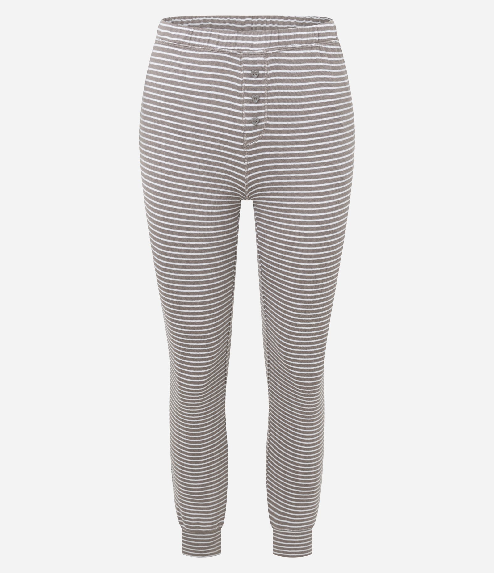 Pijama Longo Tricô com Estampa Listrada Marom/Branco 3