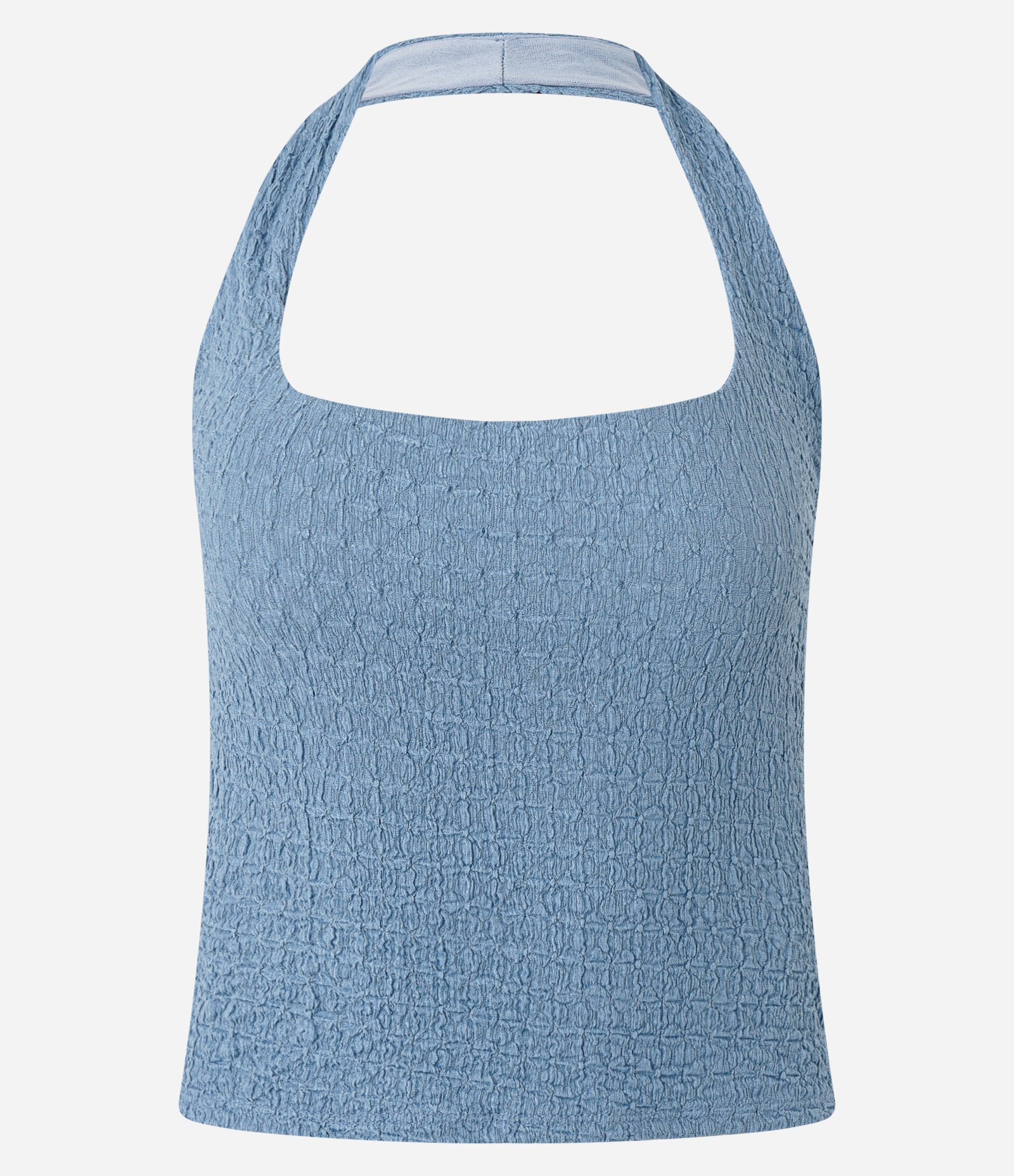 Blusa Frente Única Texturizada com Efeito Enrugado Azul 4