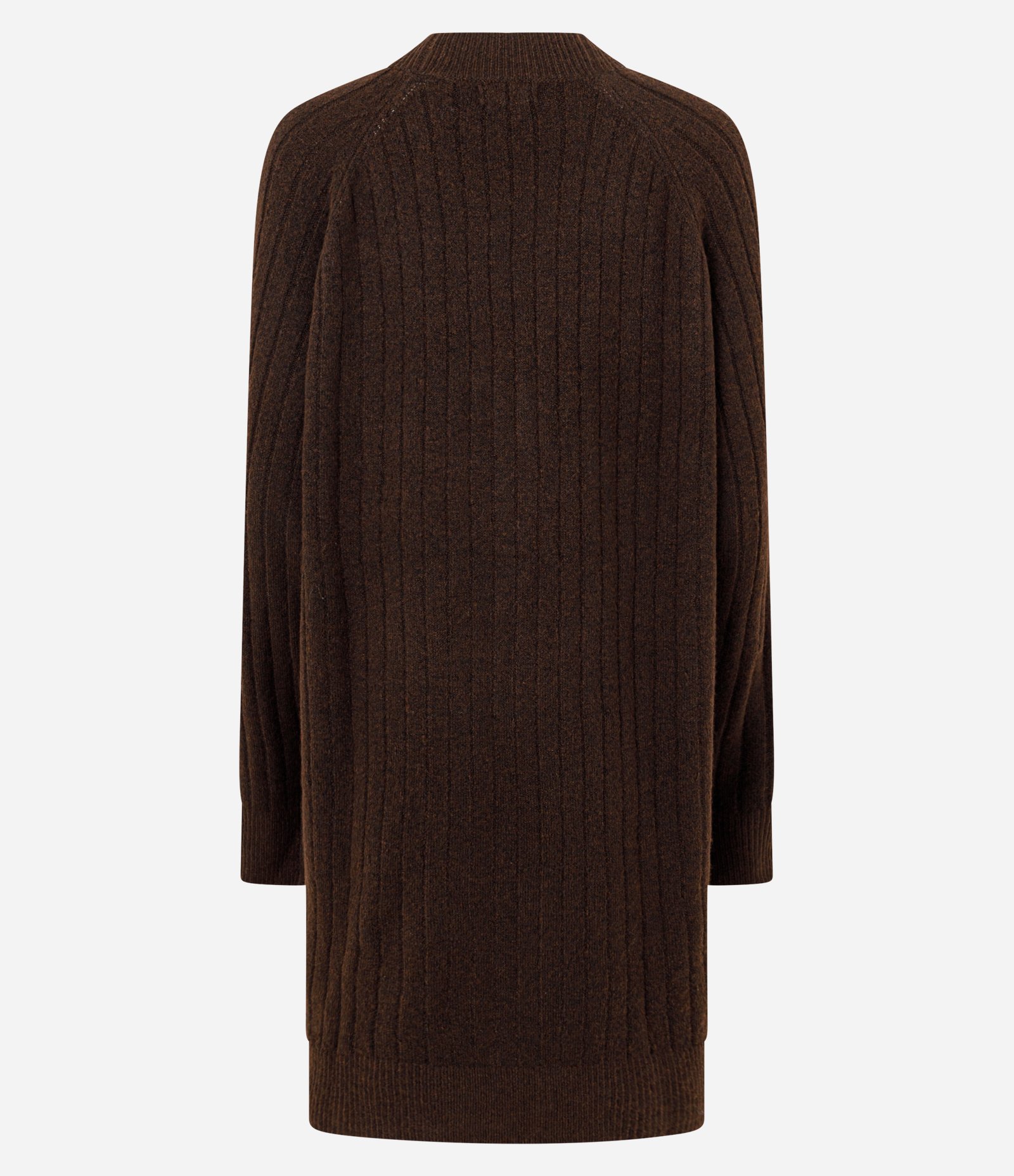 Cardigan Tricô Canelado Alongado sem Bolsos Marrom 7