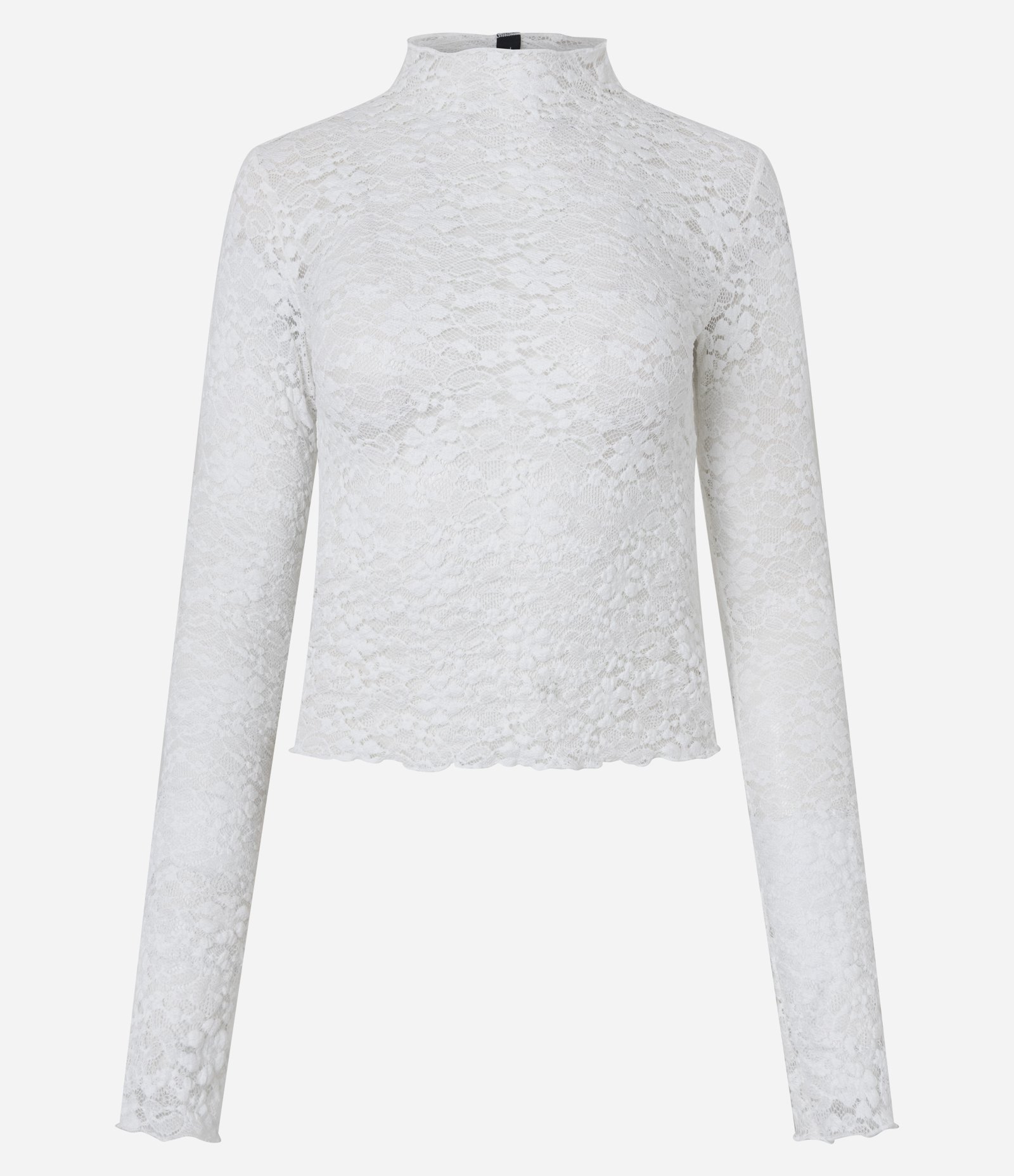 Blusa em Renda Texturizada com Manga Longa Branco 1