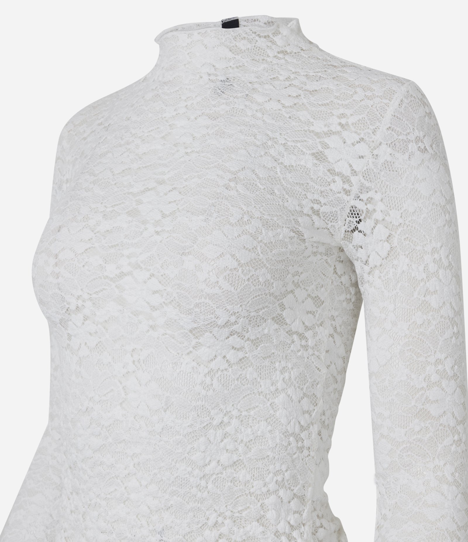 Blusa em Renda Texturizada com Manga Longa Branco 2