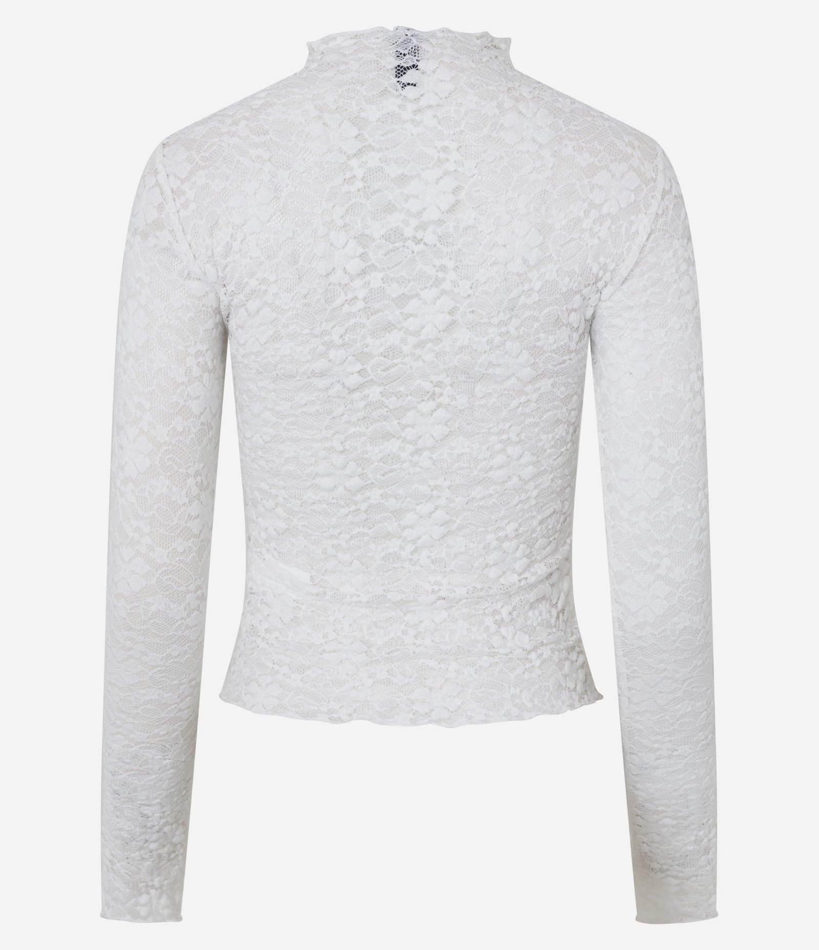 Blusa em Renda Texturizada com Manga Longa Branco 3