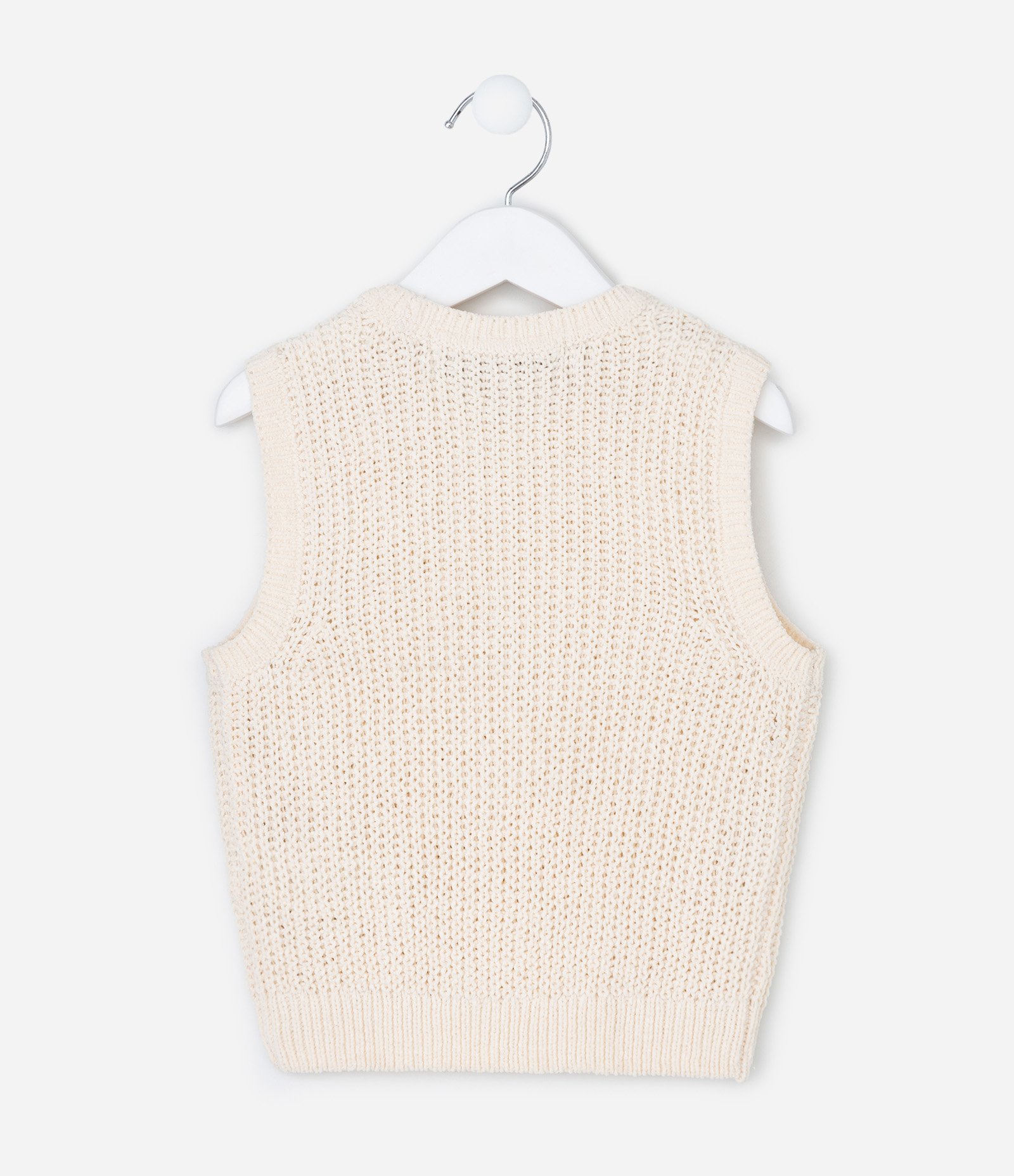 Colete Infantil em Chenille com Flores Bordadas – Tam 5 a 14 Anos Off White 2