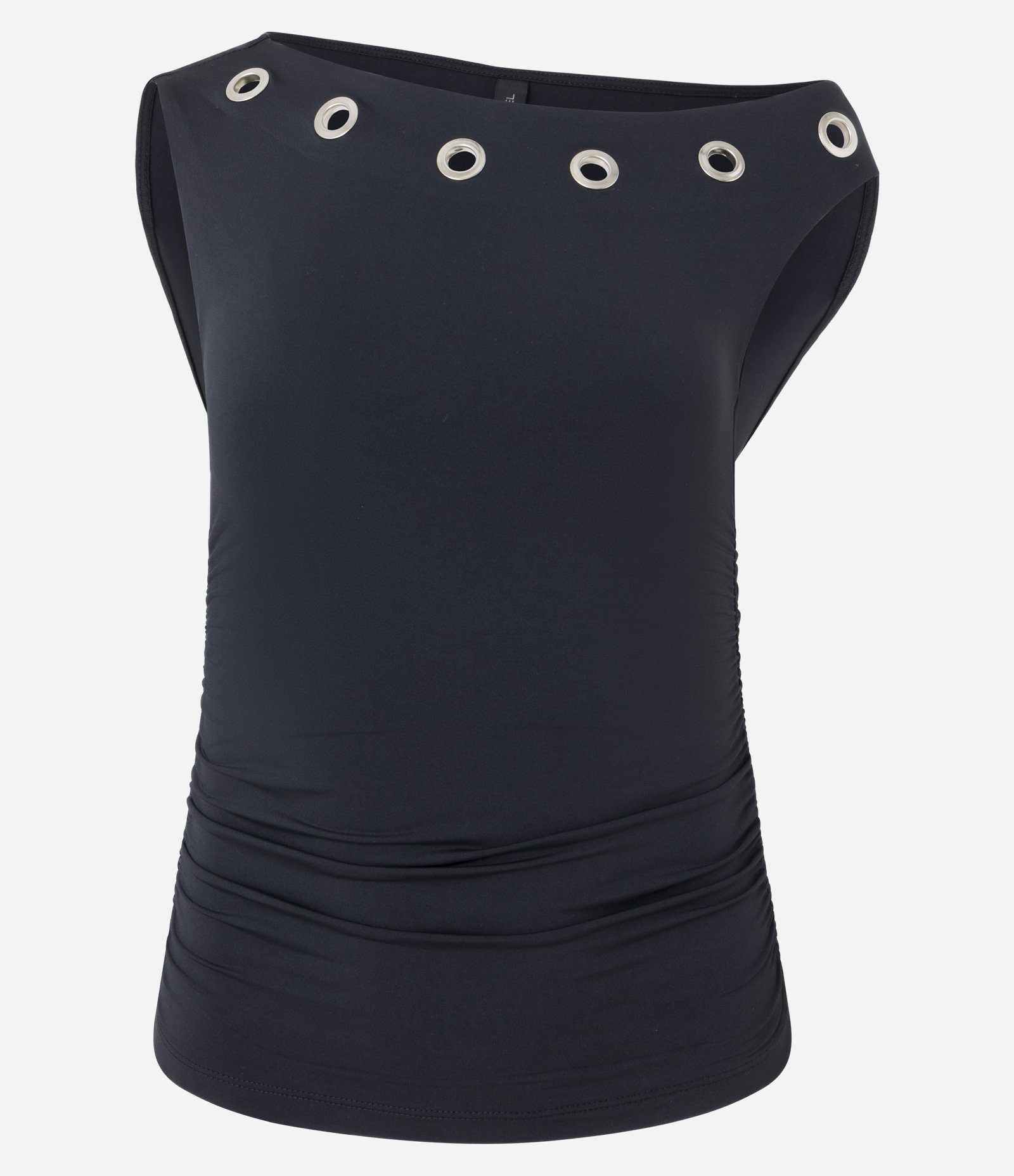 Blusa Ombro a Ombro com Ilhós Metálicos Preto 3