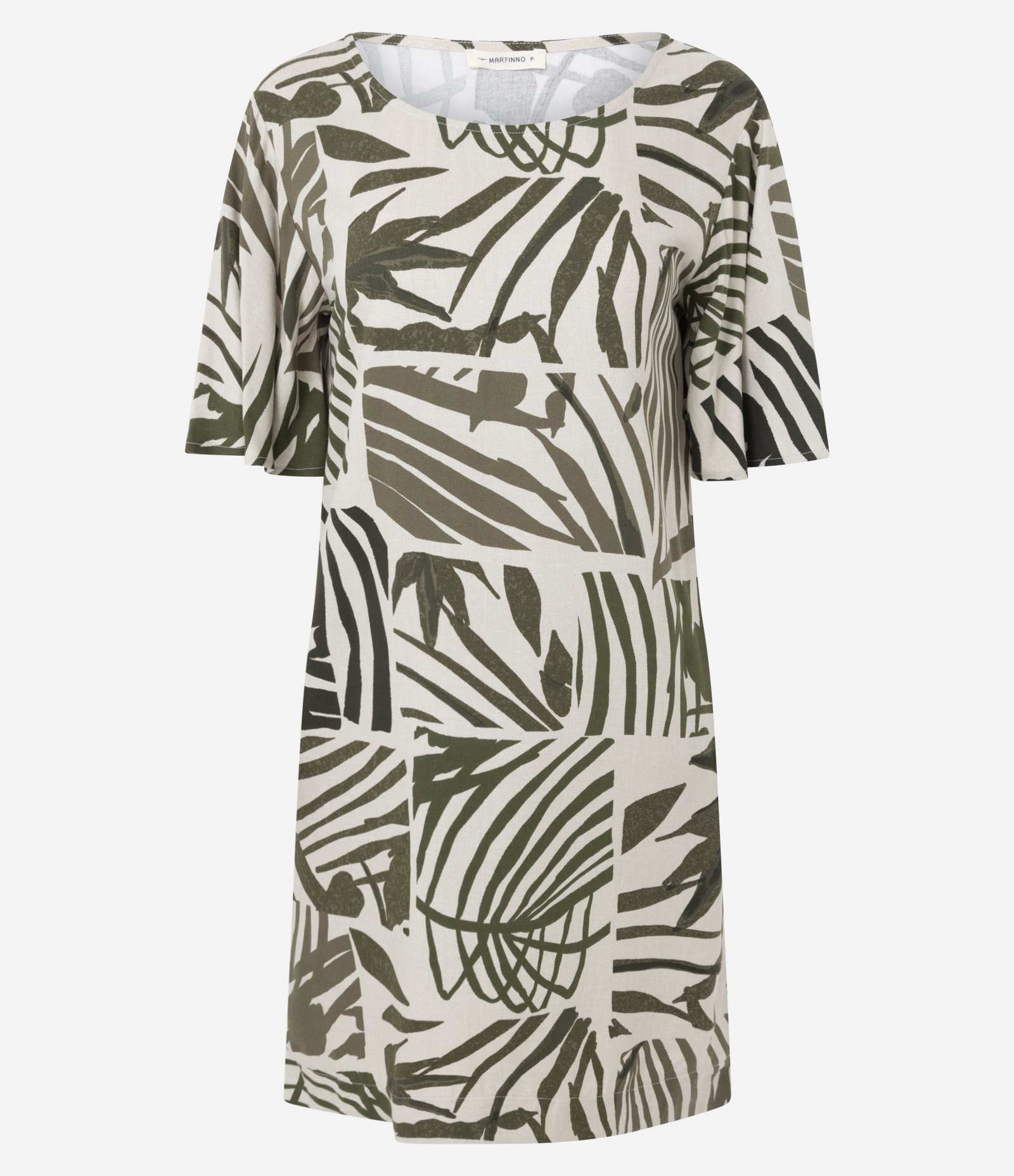 Vestido Plano com Manga Evasê e Estampa de Folhas Verde 5