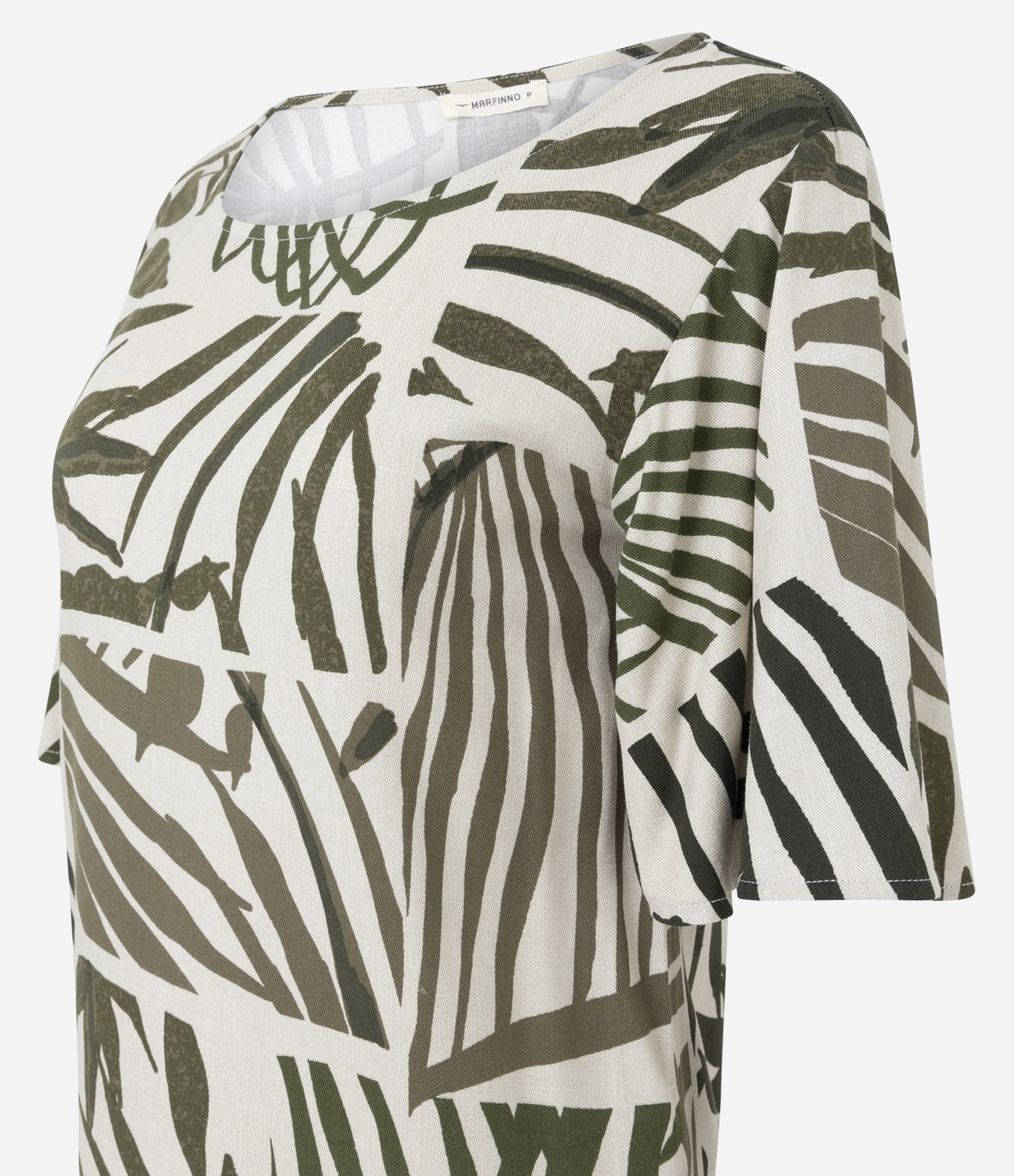 Vestido Plano com Manga Evasê e Estampa de Folhas Verde 6