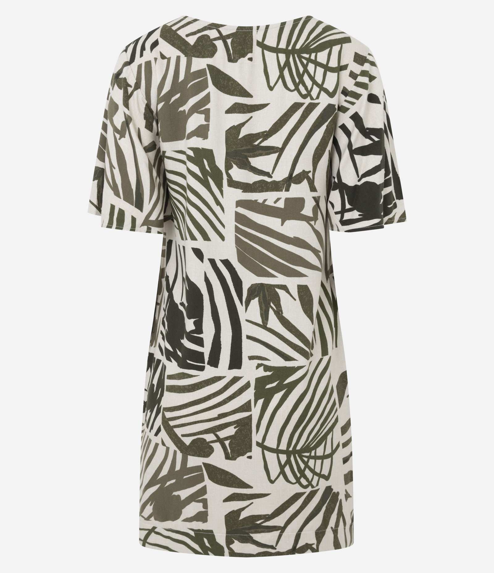 Vestido Plano com Manga Evasê e Estampa de Folhas Verde 7