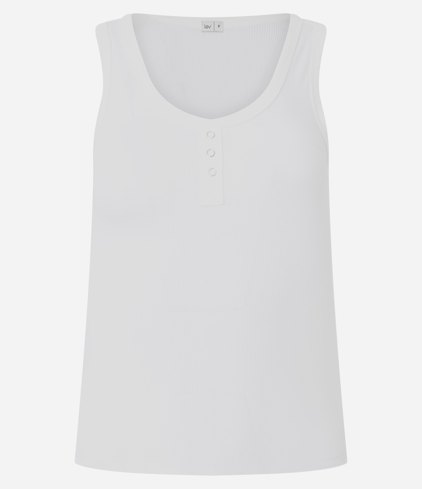 Blusa de Pijama em Ribana com Botões Branco 1