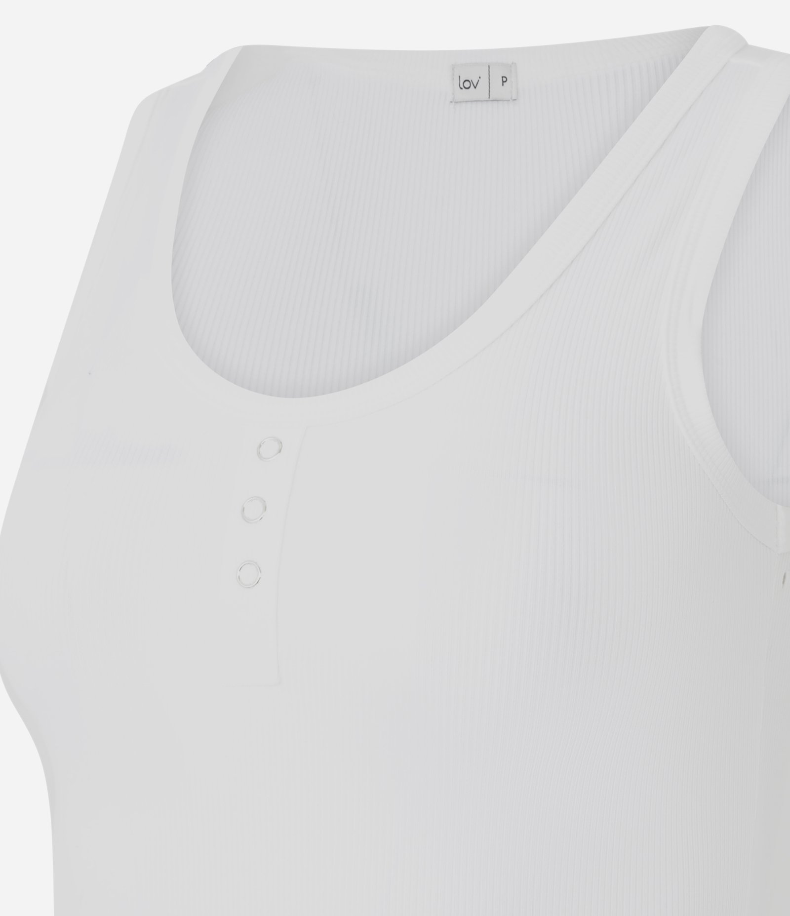 Blusa de Pijama em Ribana com Botões Branco 2