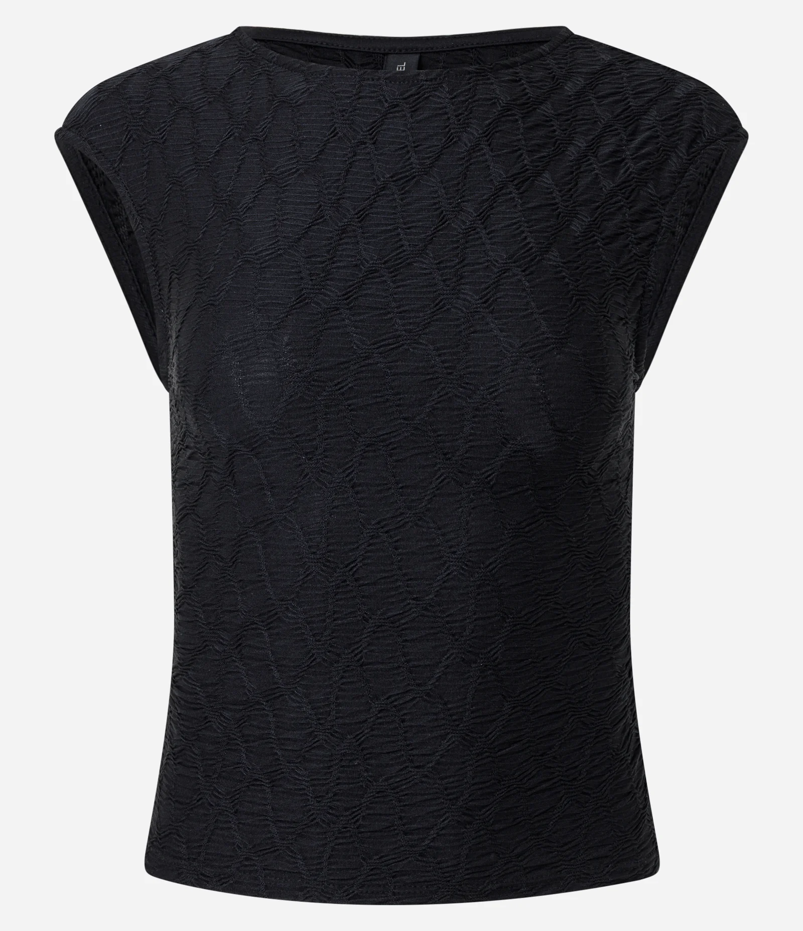 Blusa Sem Manga em Malha Texturizada com Costas Abertas Preto 1