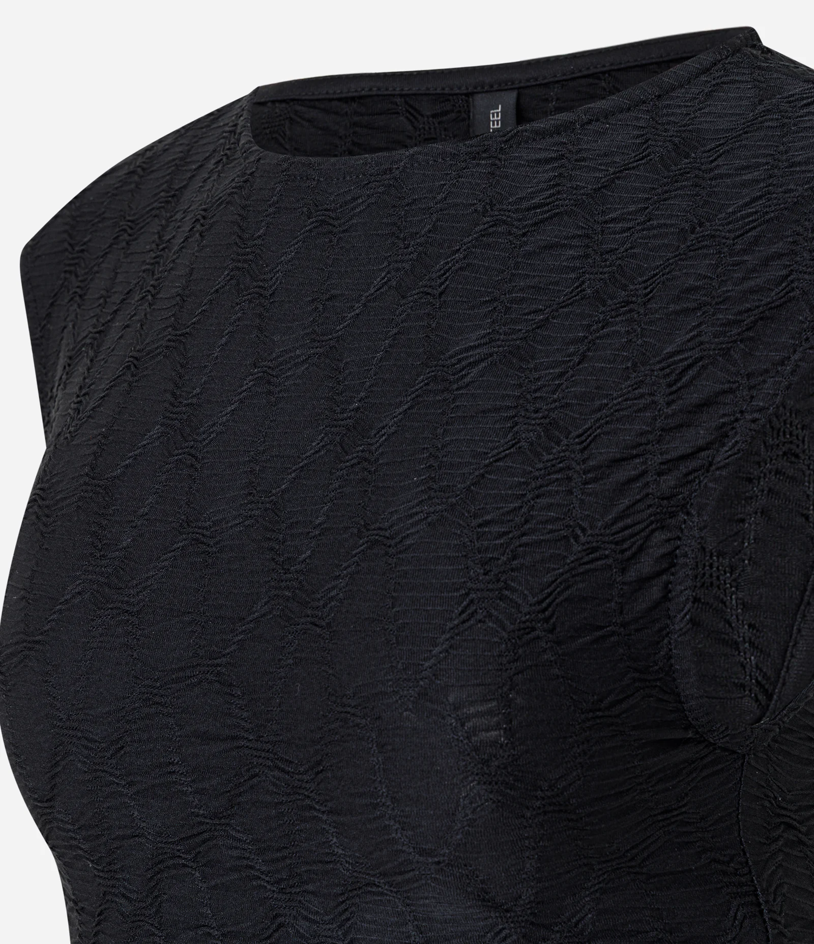 Blusa Sem Manga em Malha Texturizada com Costas Abertas Preto 2