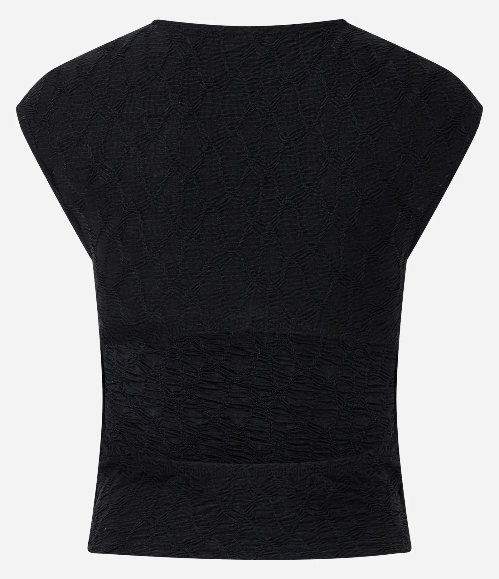 Blusa Sem Manga em Malha Texturizada com Costas Abertas Preto 3