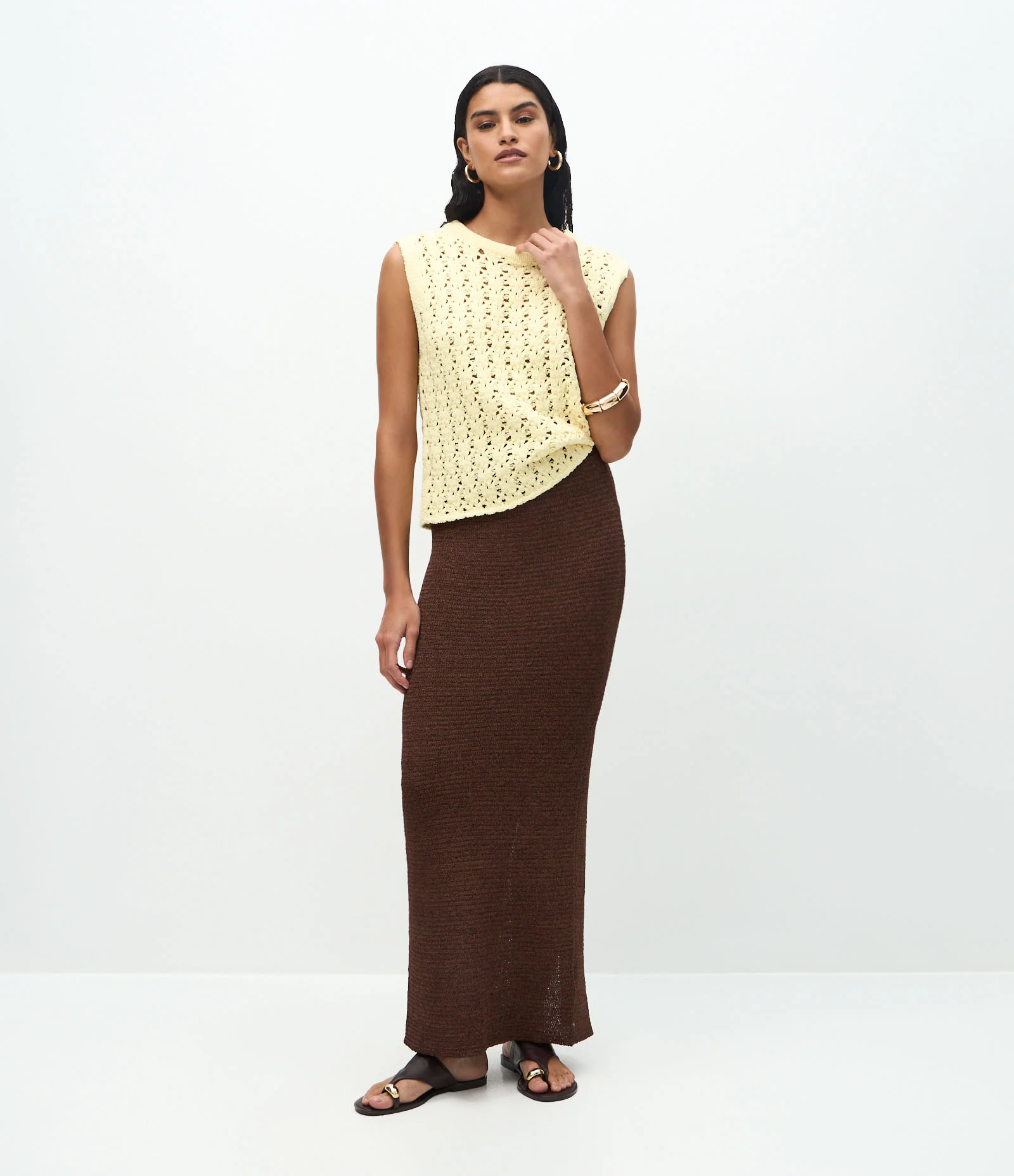 Colete Regular em Tricô Texturizado Amarelo 3