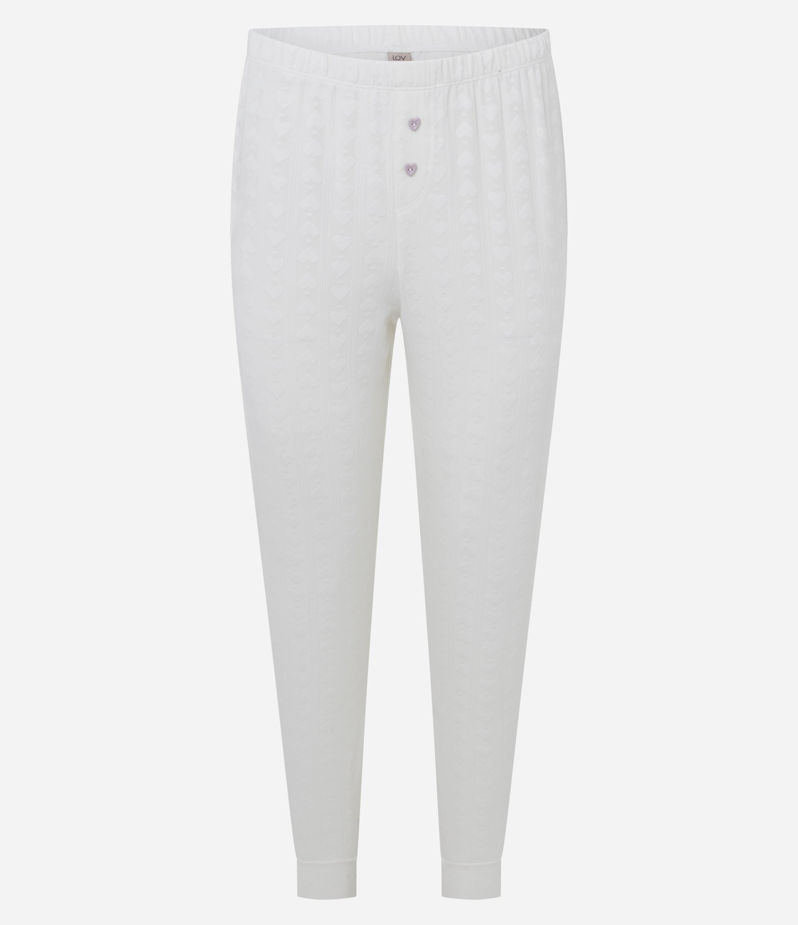 Pijama Longo em Tricô com Textura de Corações Branco 2