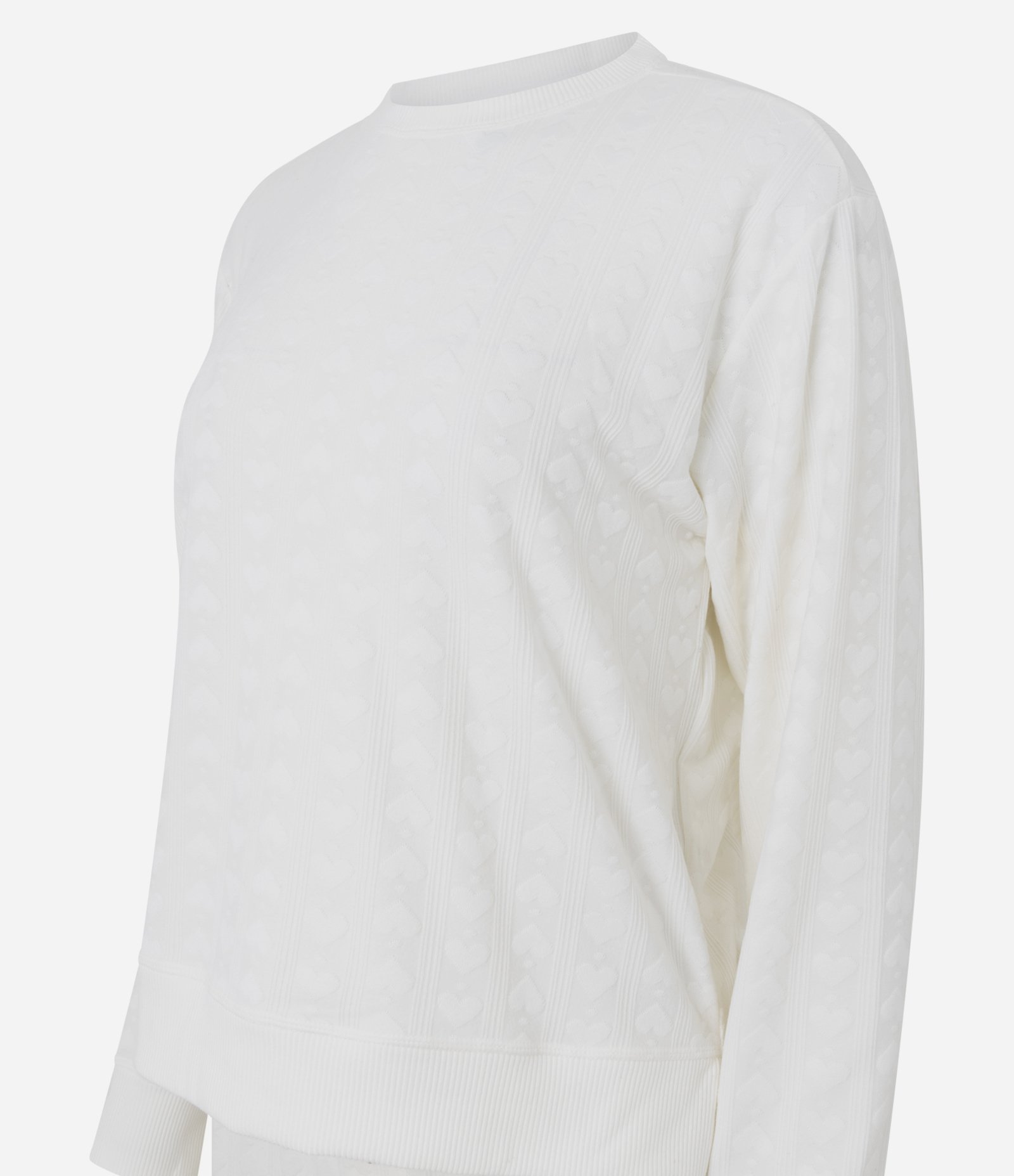 Pijama Longo em Tricô com Textura de Corações Branco 3