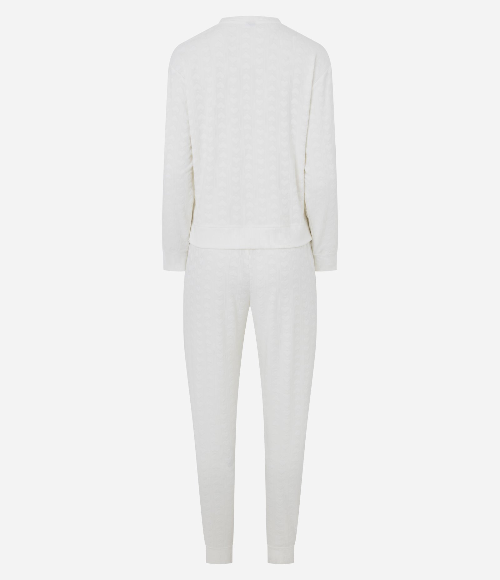 Pijama Longo em Tricô com Textura de Corações Branco 4