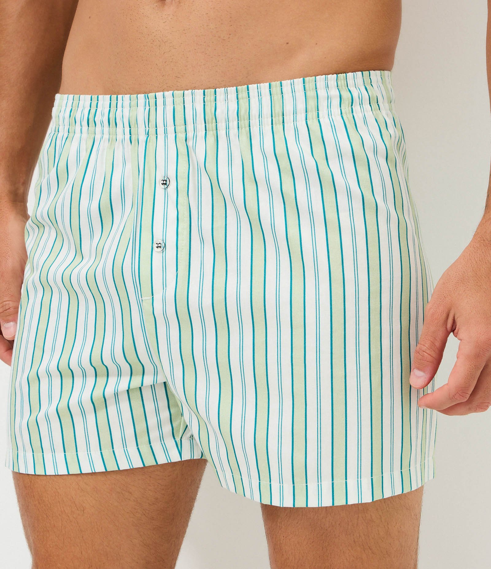 Cueca Samba Canção em Algodão com Estampa de Listras Verde 2