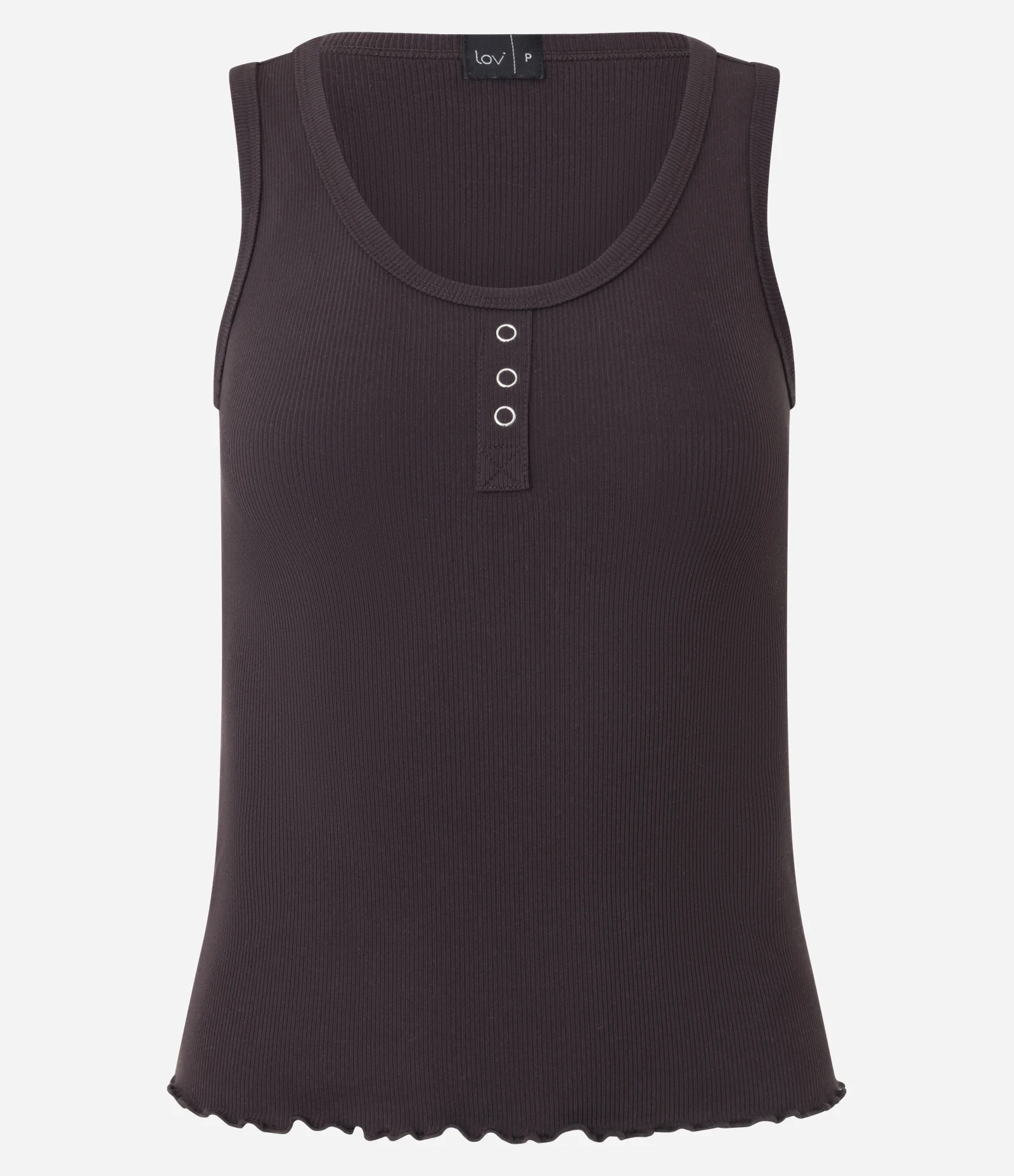 Blusa de Pijama em Ribana com Botões Marrom 1