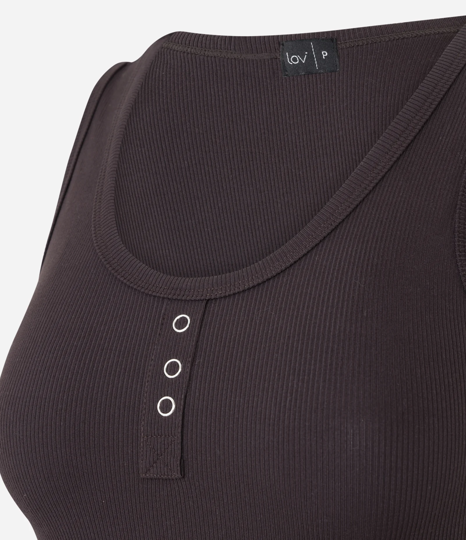 Blusa de Pijama em Ribana com Botões Marrom 2