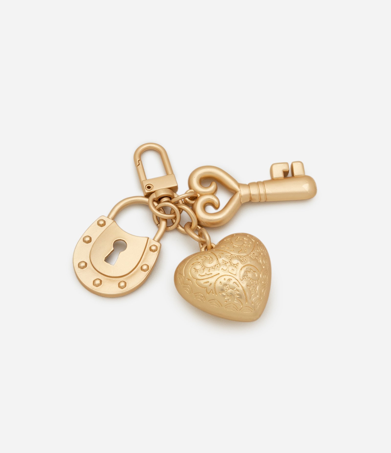 Chaveiro em Metal com 03 Pingentes e Mosquetão Dourado 1