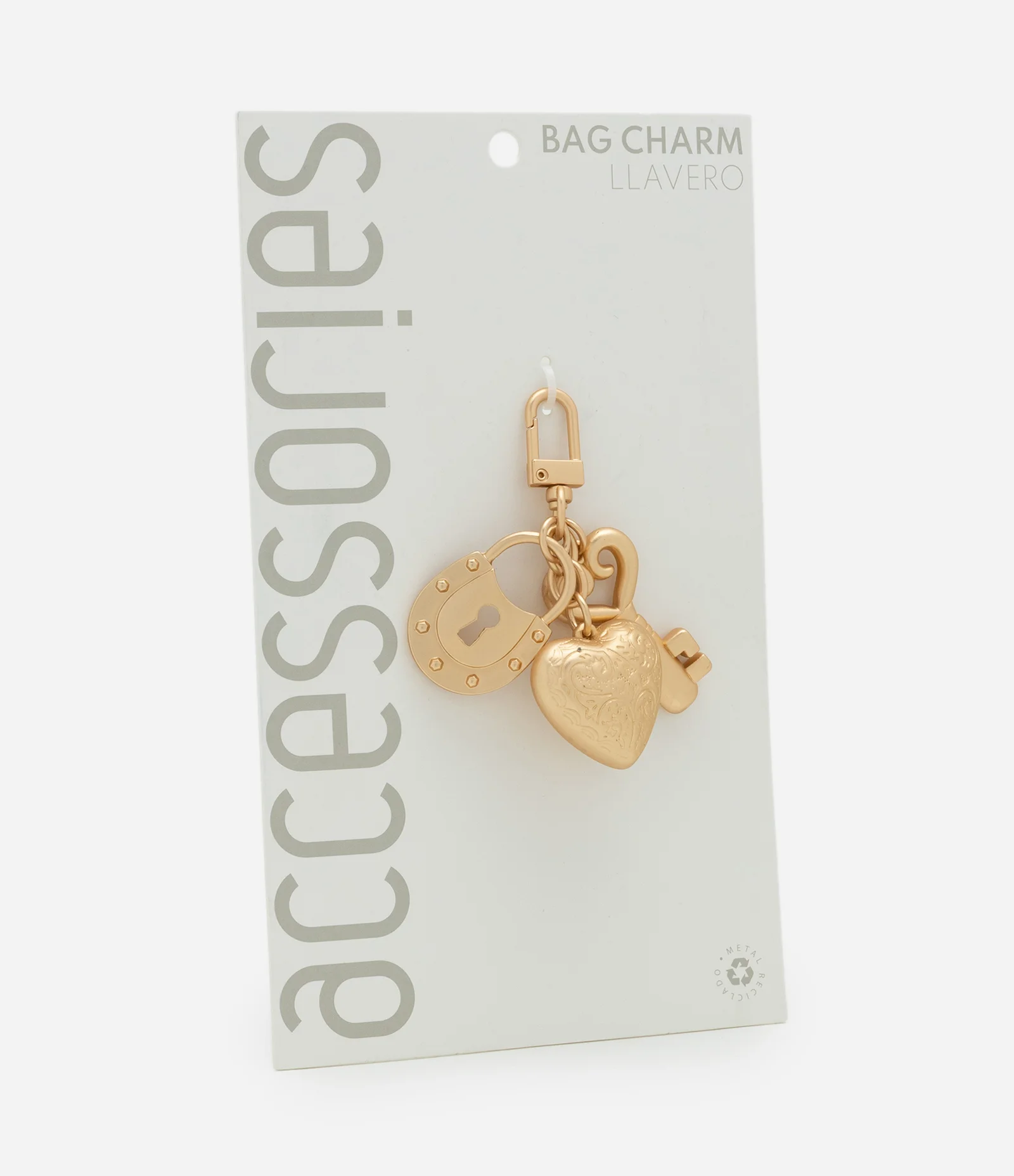 Chaveiro em Metal com 03 Pingentes e Mosquetão Dourado 2