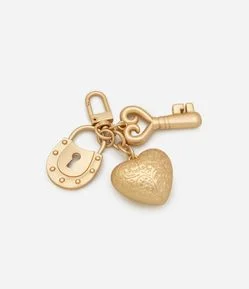 Chaveiro em Metal com 03 Pingentes e Mosquetão