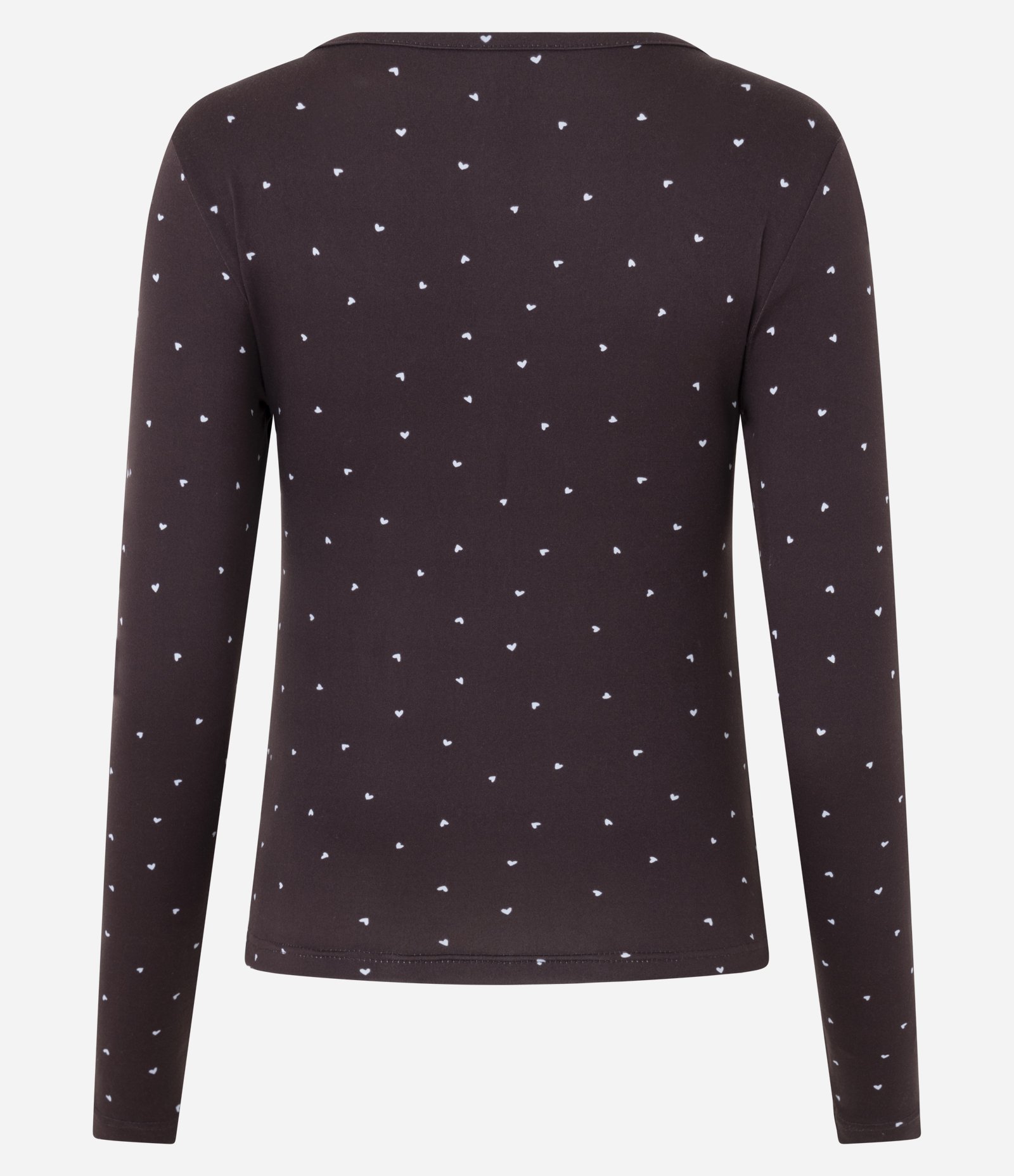 Blusa de Pijama em Peach Touch com Estampa de Coração Marrom 3