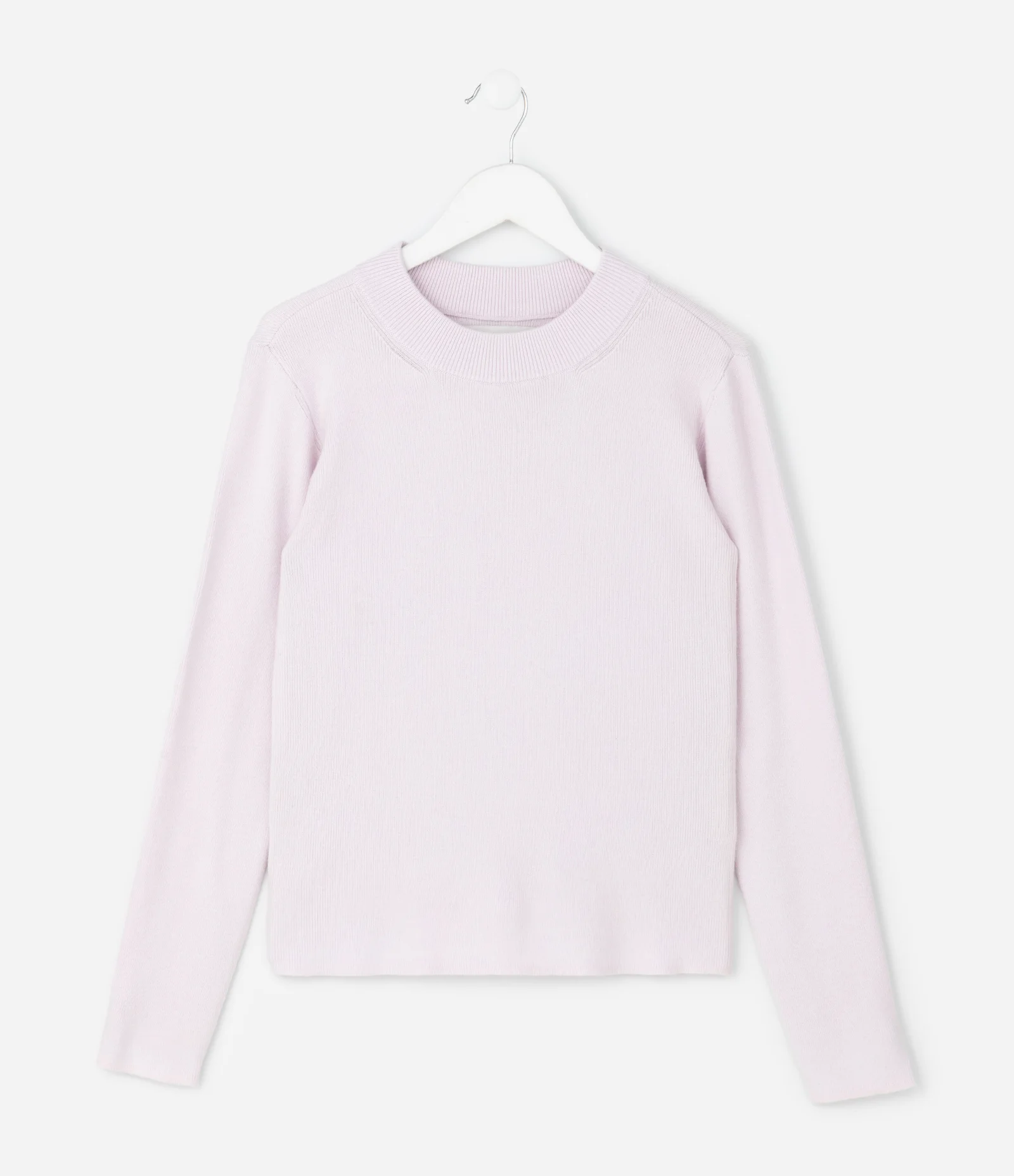 Blusão Tricô Liso com Gola Alta - Tam 5 a 14 Anos Rosa 2