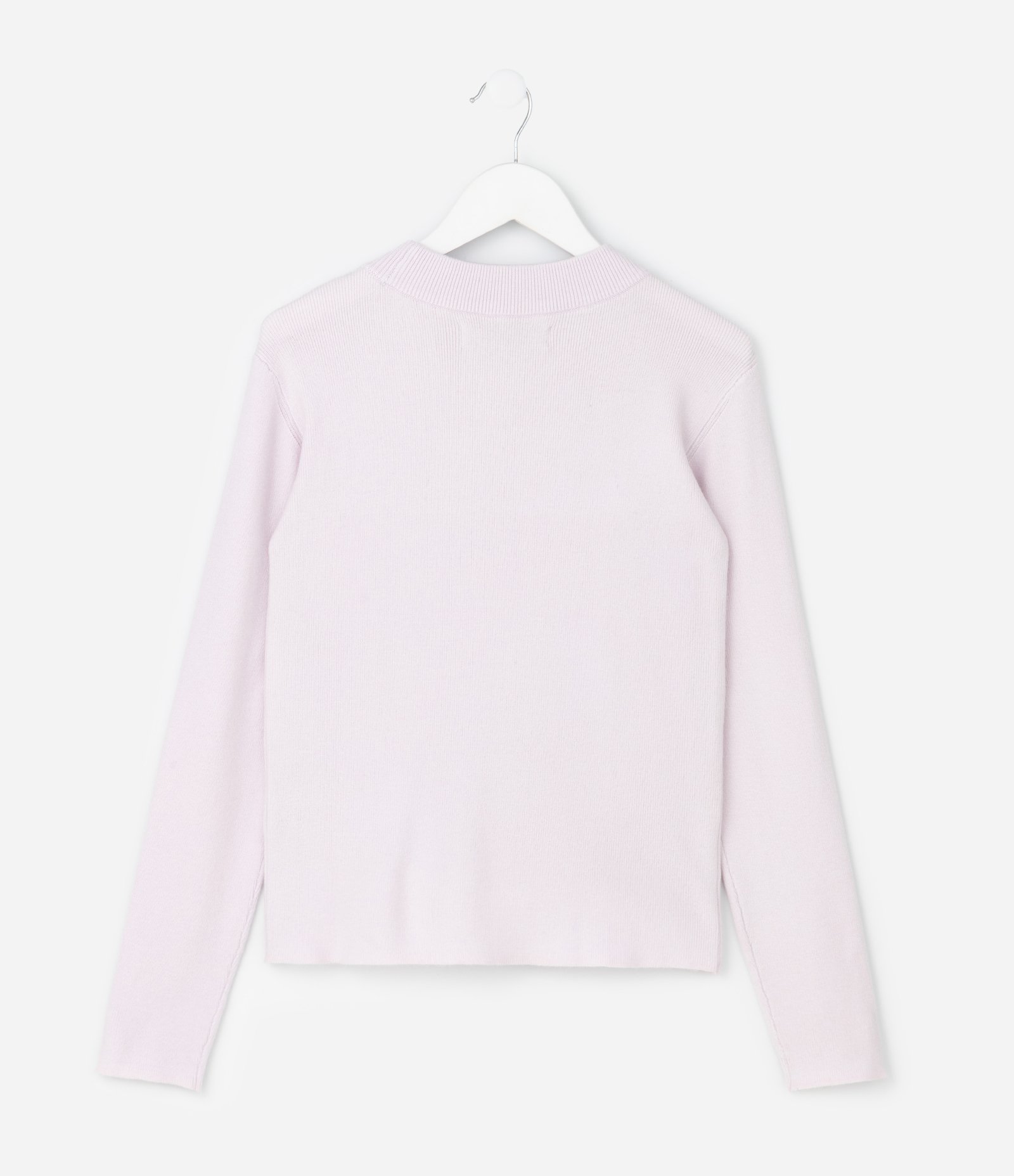 Blusão Tricô Liso com Gola Alta - Tam 5 a 14 Anos Rosa 3