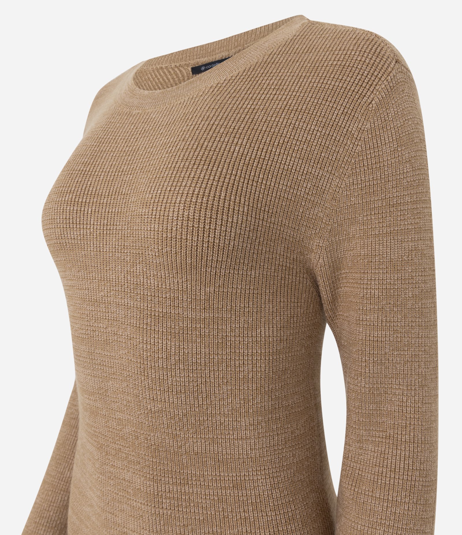 Vestido Evasê Long Midi em Tricô com Mangas Longas Bege 2