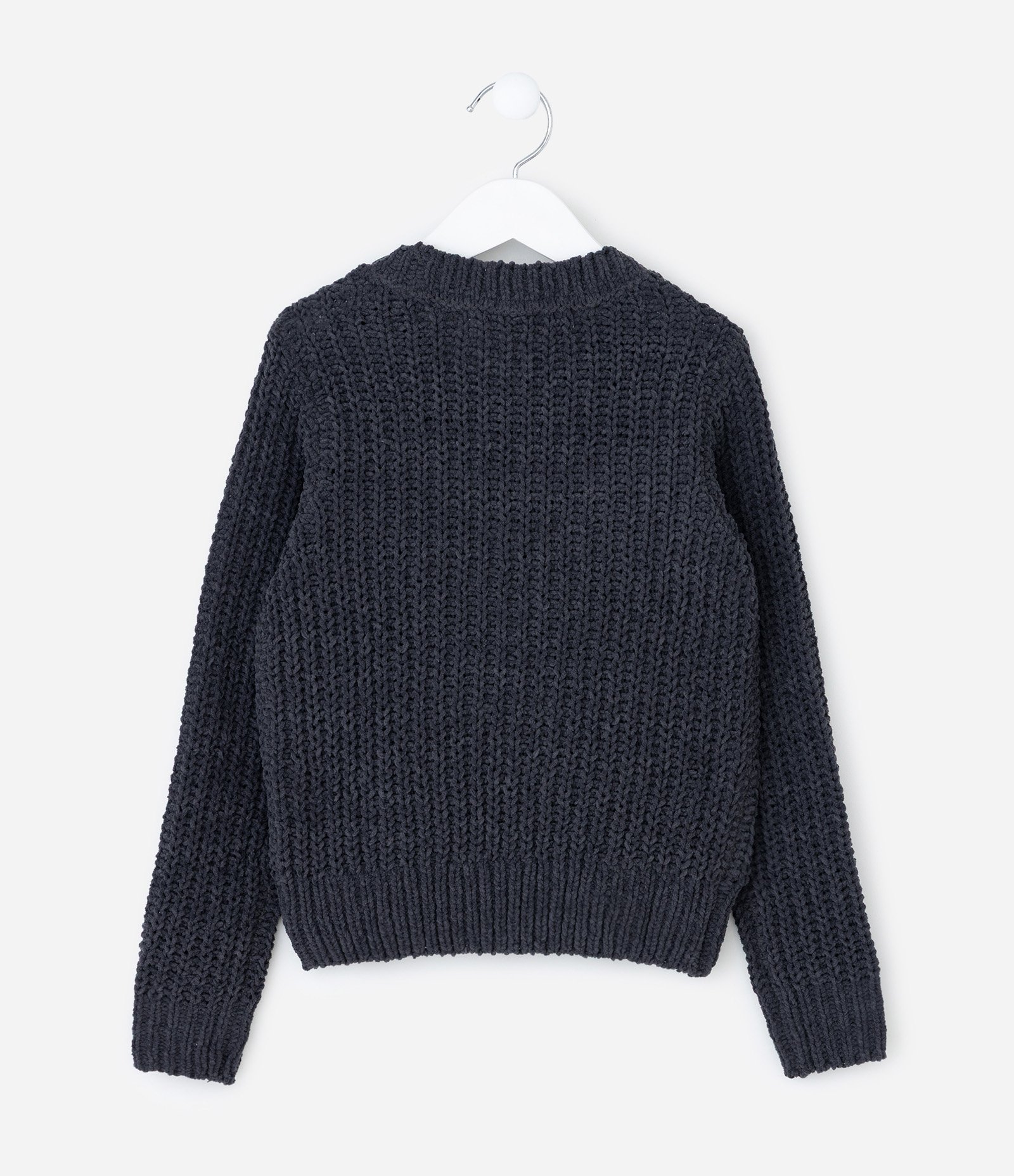 Suéter Infantil em Chenille com Trama Texturizada – Tam 5 a 14 Anos Preto 1